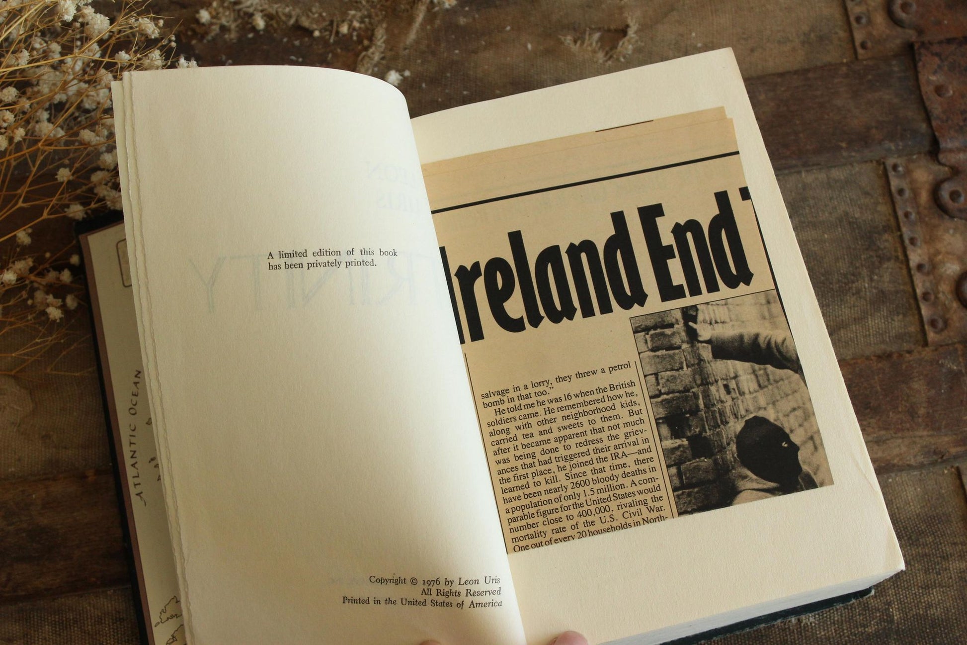 Vintage 1970s Book, "Trinity" by Leon Uris, Doubleday & Co