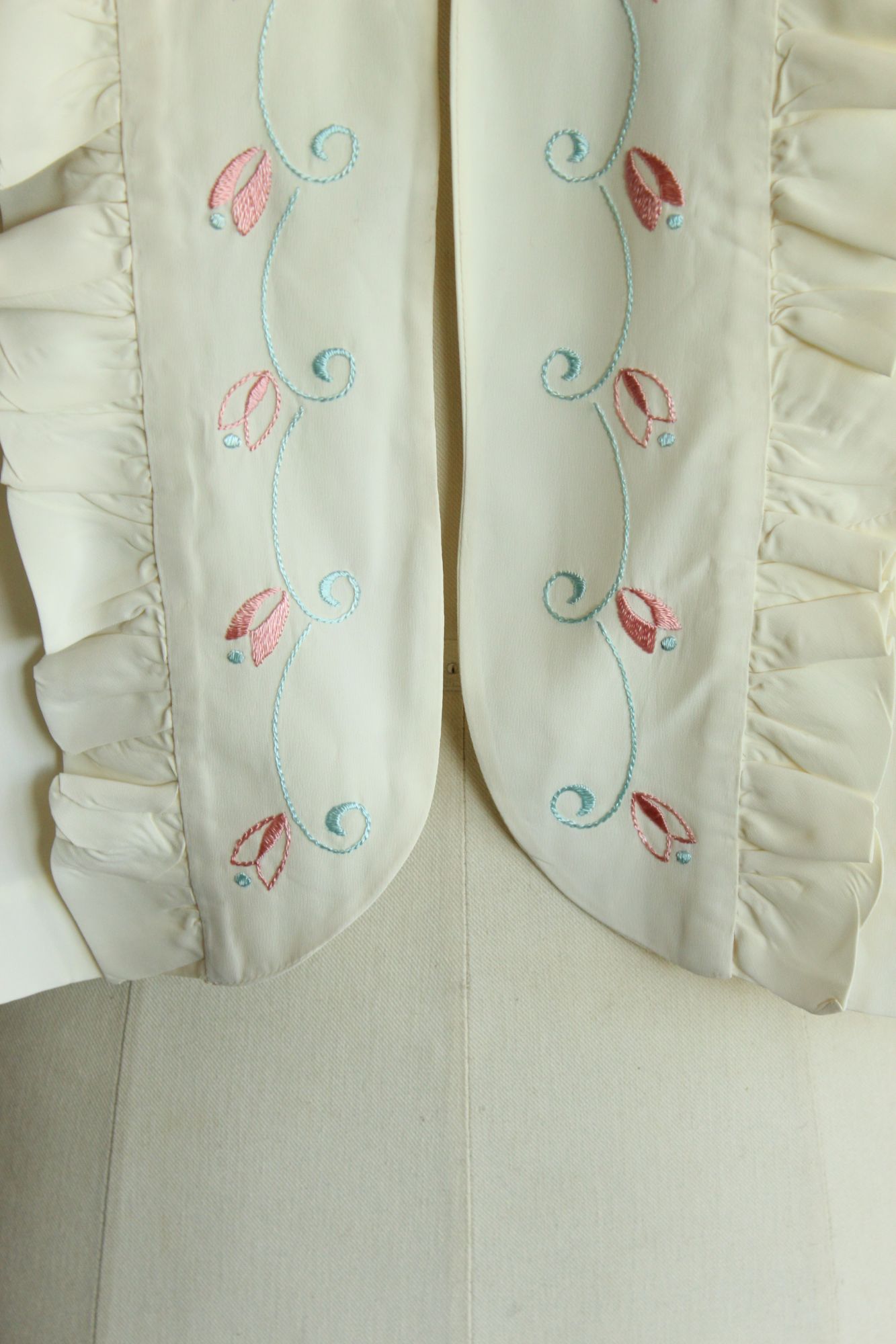 Vintage 1940s Winter White Rayon Bed Jacket