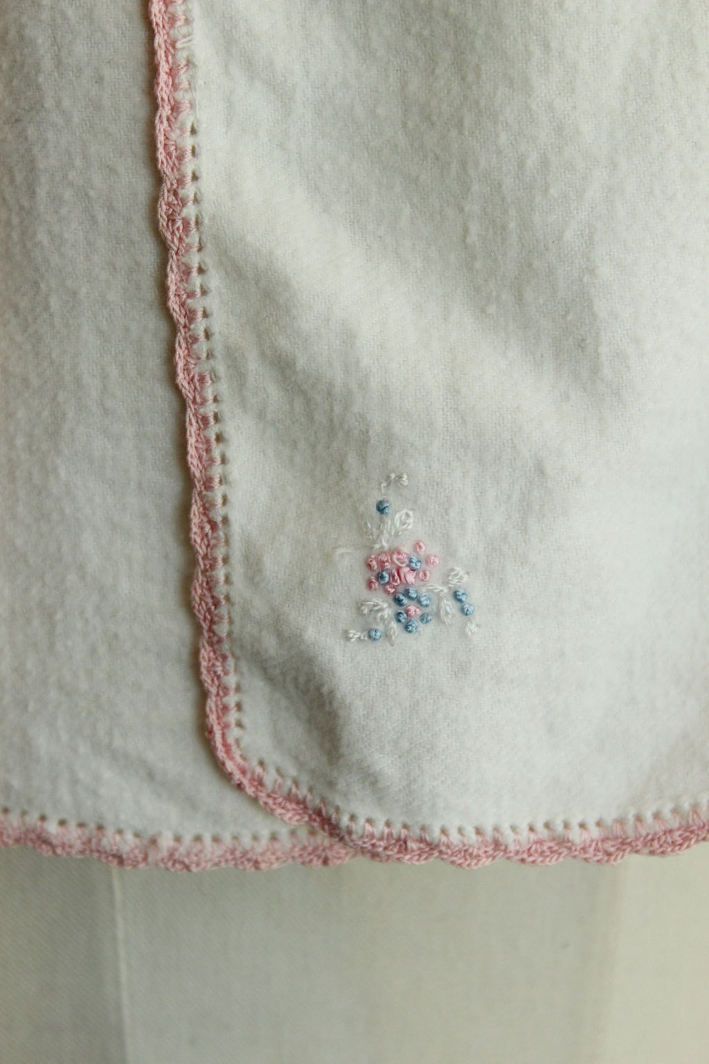 Vintage 1950s Baby Bed Jacket With Floral Embroidery