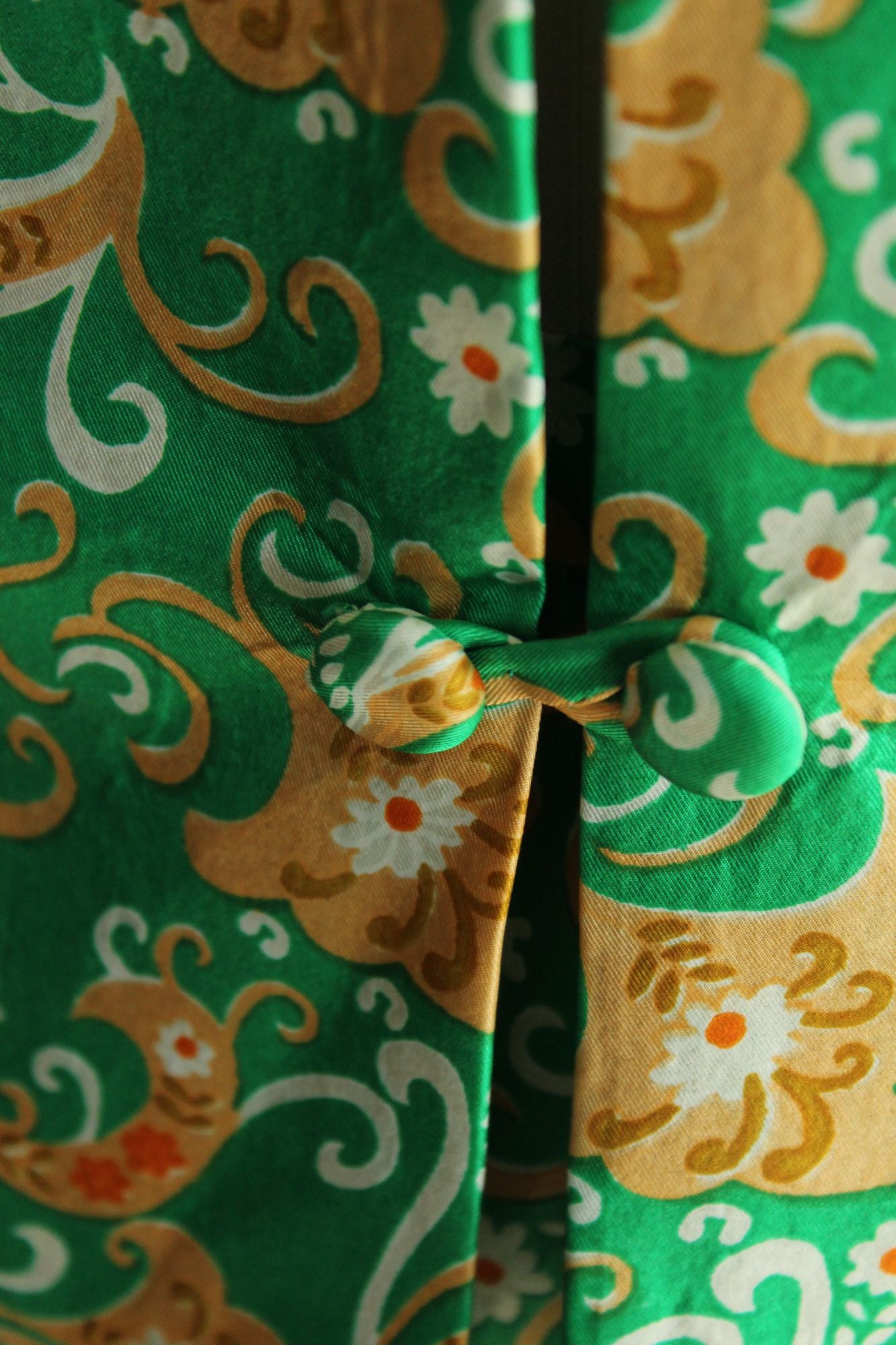 Vintage 1960s Green and Gold Silk Jacket and Skirt Suit