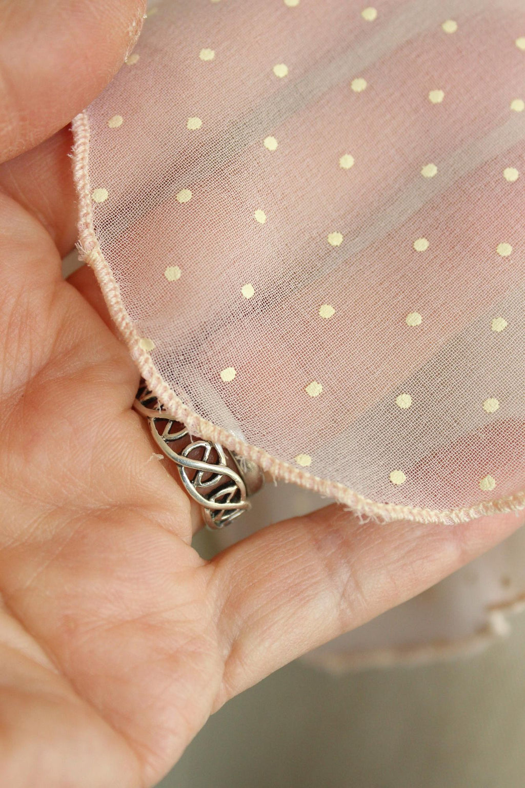Vintage 1950s 1960s Pink and White Polka Dot  Scarf