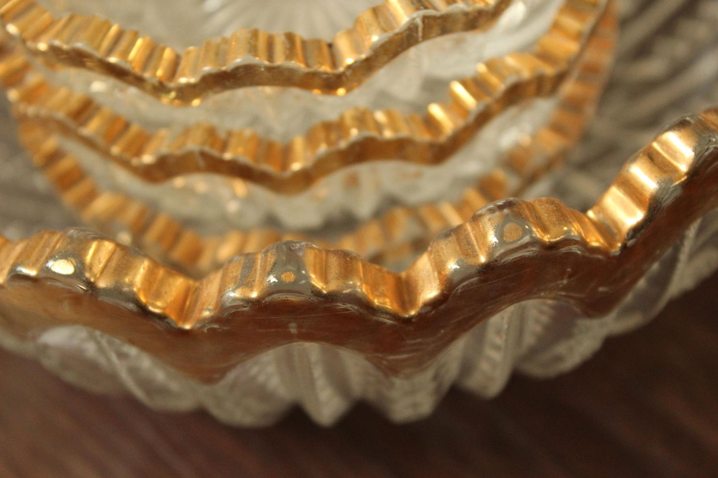 Vintage 1940s Cut Glass Fruit Bowl and Three Berry Bowls