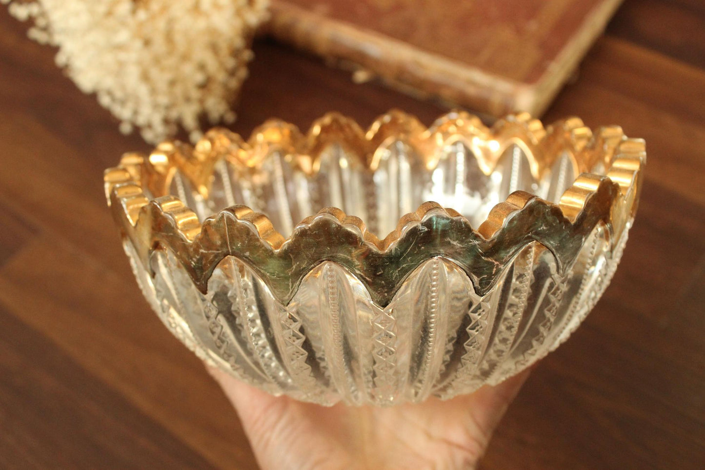 Vintage 1940s Cut Glass Fruit Bowl and Three Berry Bowls
