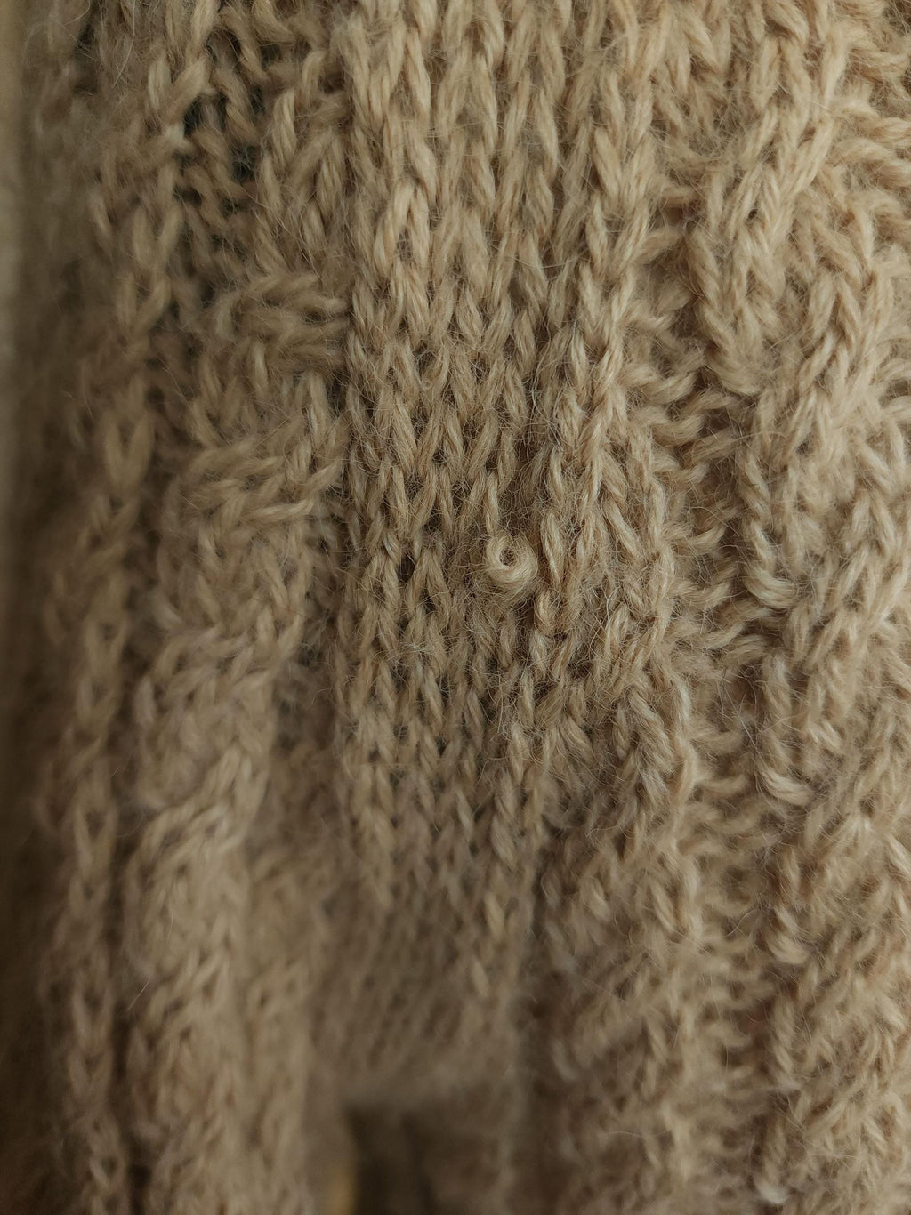 Vintage 1970s Norm Thompson Alpaca Wool Cable Knit Beige Cardigan