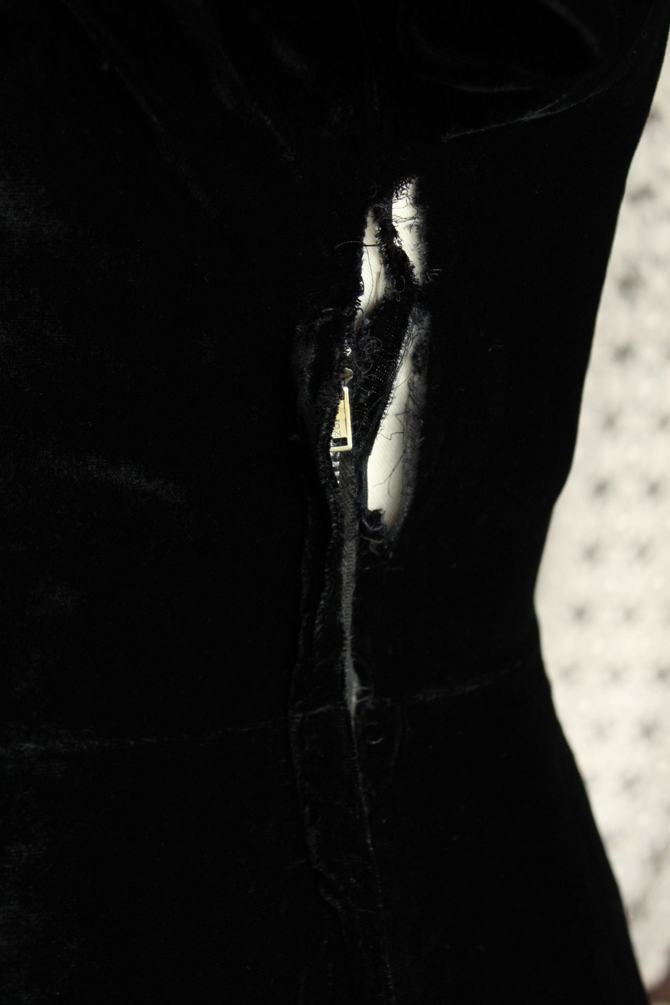 Vintage 1940s Black Velvet Dress with Rhinestone Details