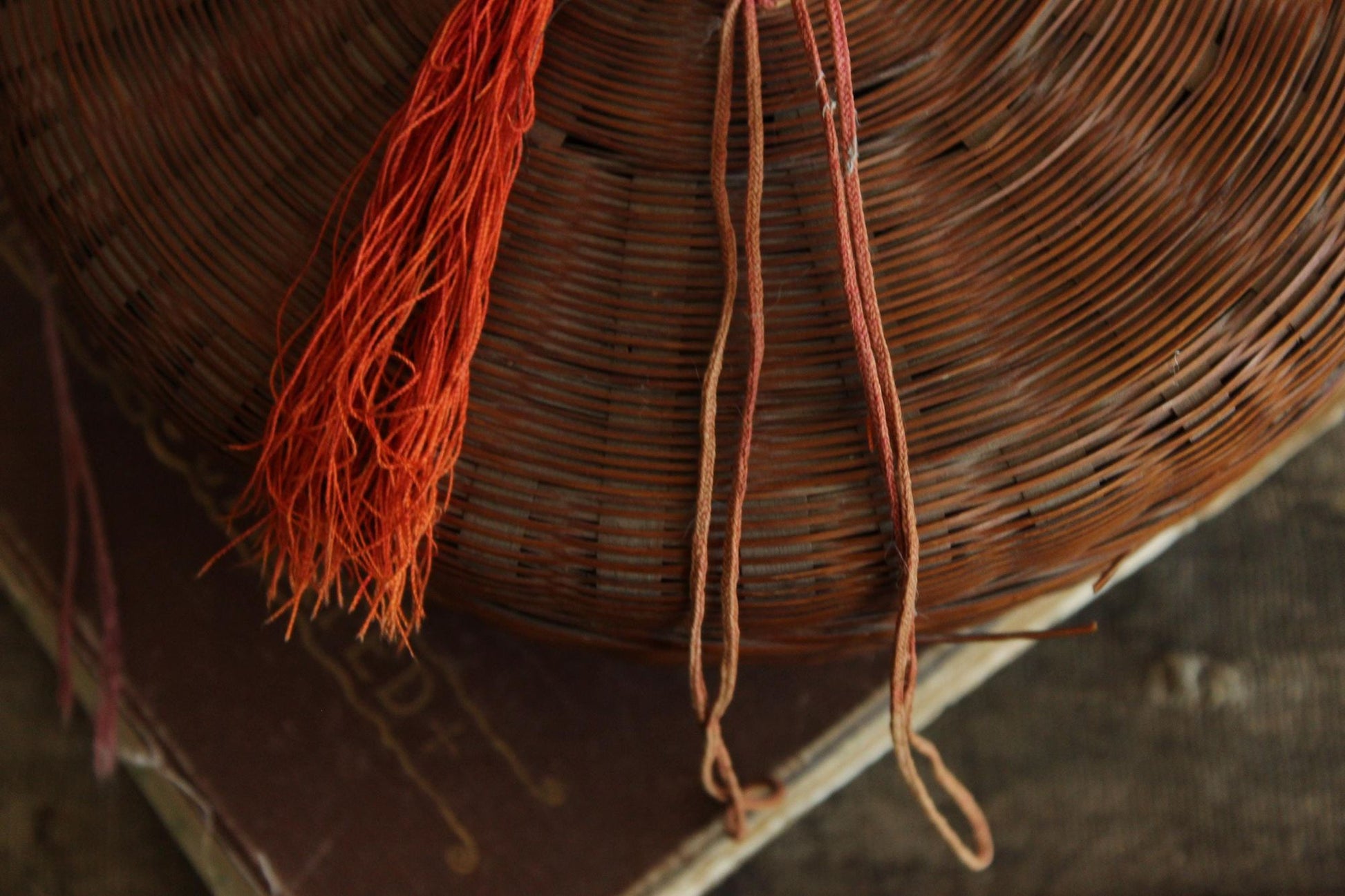 Vintage 1900s Chinese Woven Wicker Sewing Basket