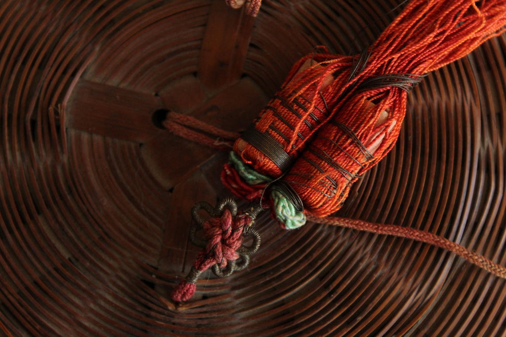 Vintage 1900s Chinese Woven Wicker Sewing Basket