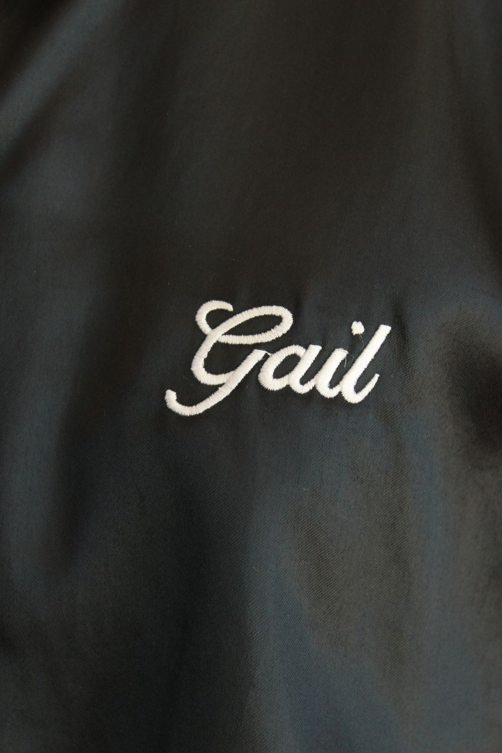 Vintage 1970s 1980s Unisex Black Satin Fishing Team Bomber Jacket