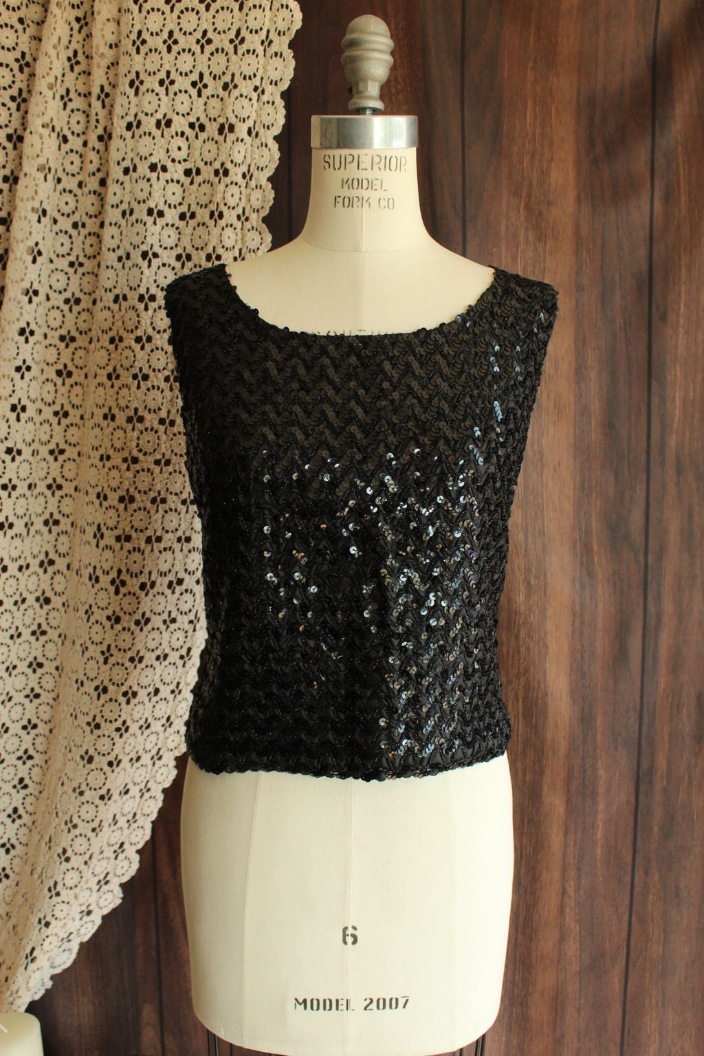 Vintage 1960s Sequined and Beaded Cocktail Top