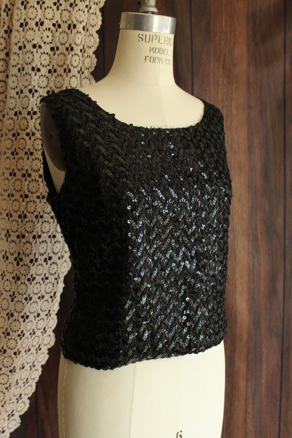 Vintage 1960s Sequined and Beaded Cocktail Top