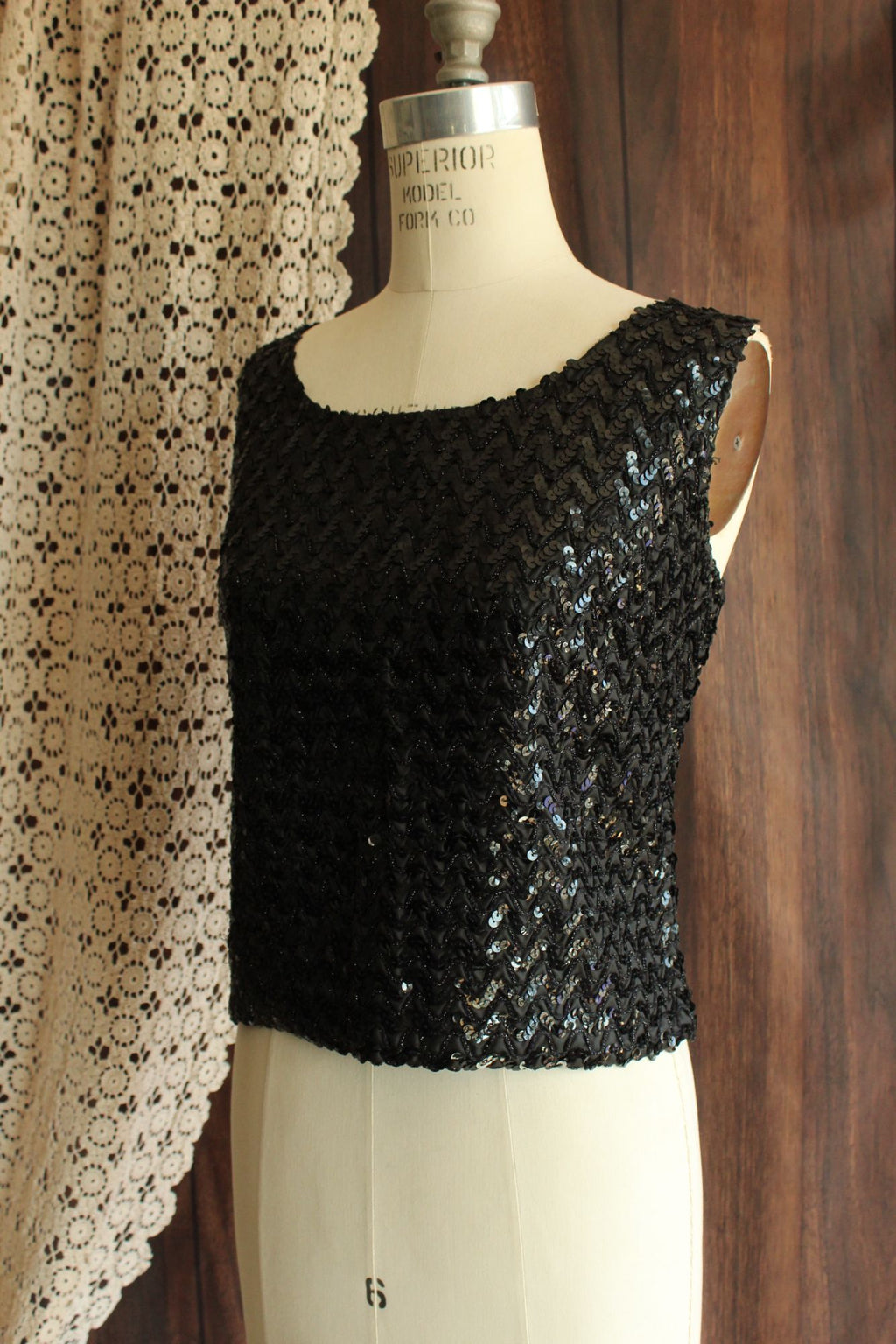 Vintage 1960s Sequined and Beaded Cocktail Top