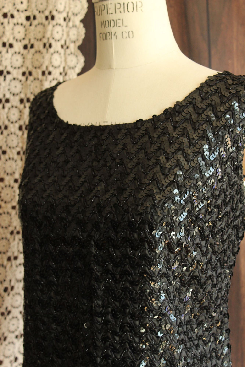 Vintage 1960s Sequined and Beaded Cocktail Top