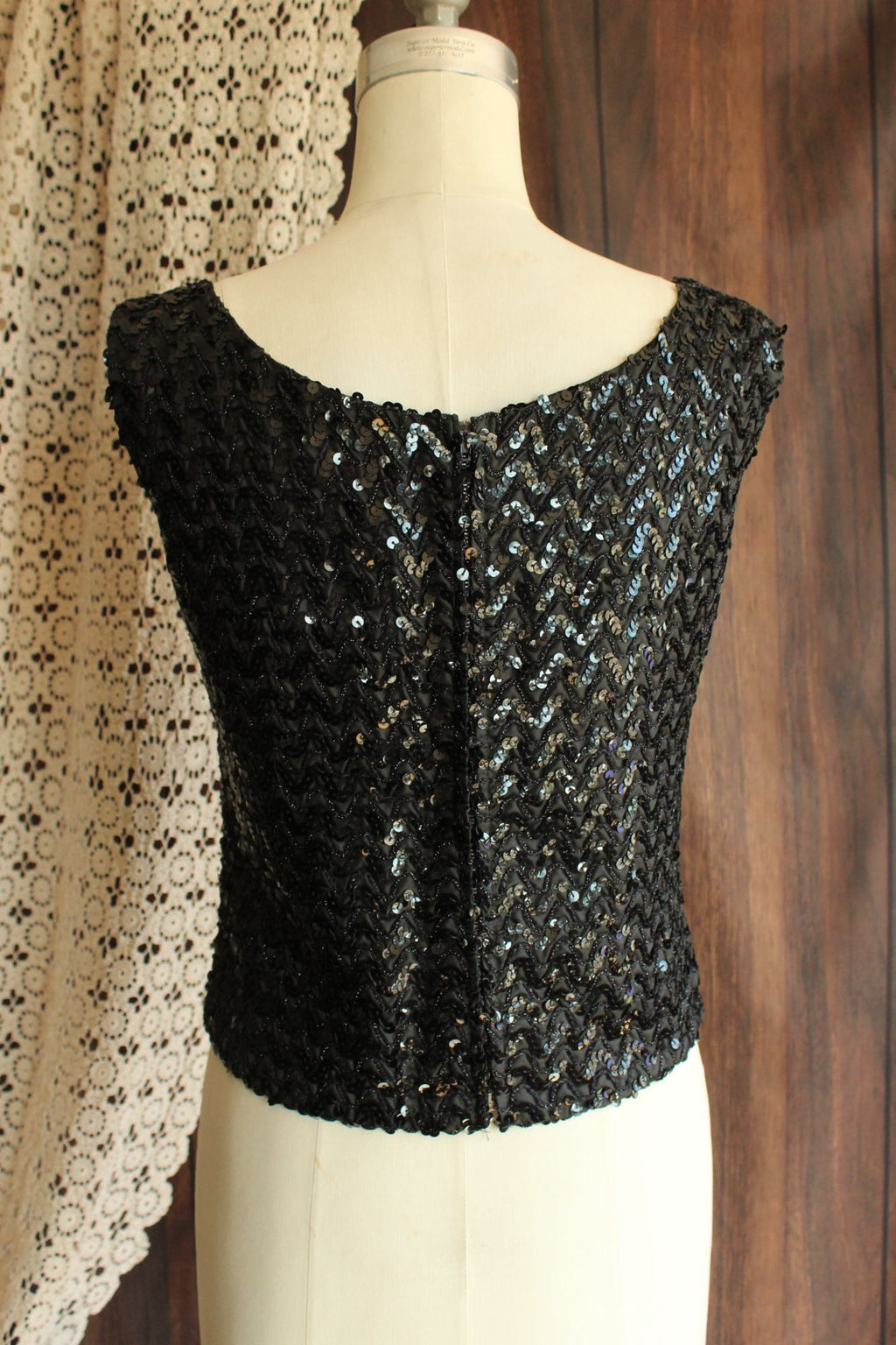 Vintage 1960s Sequined and Beaded Cocktail Top