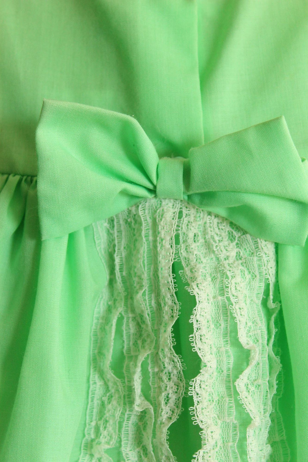 Vintage Green Baby Dress with Lace Trim