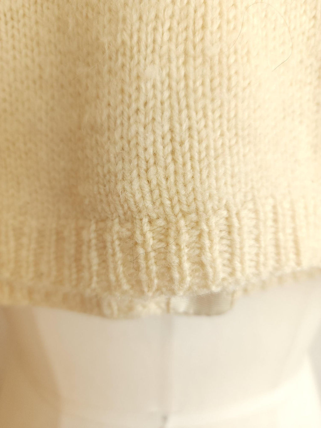 Vintage 1950s Ivory Wool Eyelet Knit Baby Cardigan Sweater