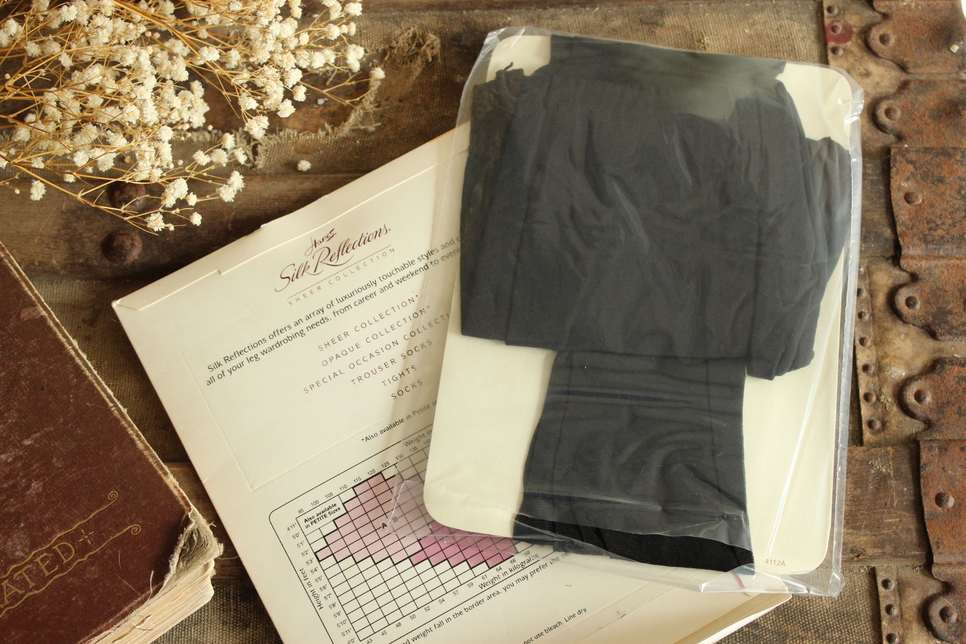 Vintage 1990s 2000s Pantyhose, New, Hanes Jet Black, Size A-B