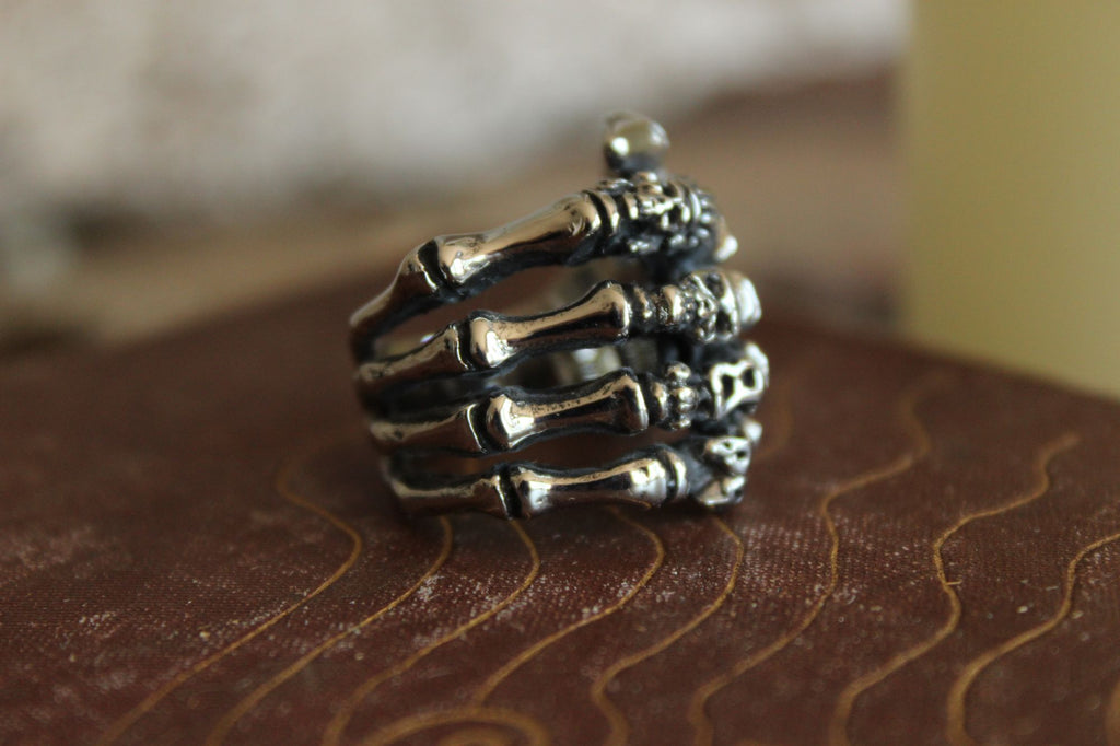 Gothic Statement Ring, Skeleton Hand and Fingers, Size approx 6.5-7