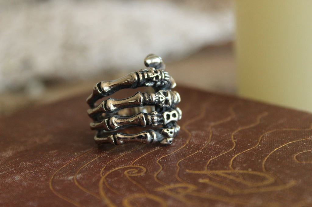 Gothic Statement Ring, Skeleton Hand and Fingers, Size approx 6.5-7