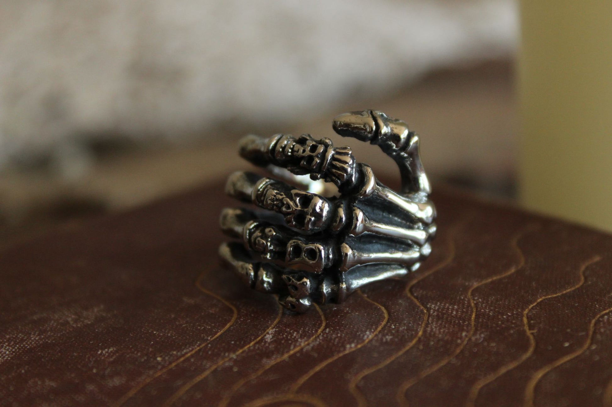Gothic Statement Ring, Skeleton Hand and Fingers, Size approx 6.5-7