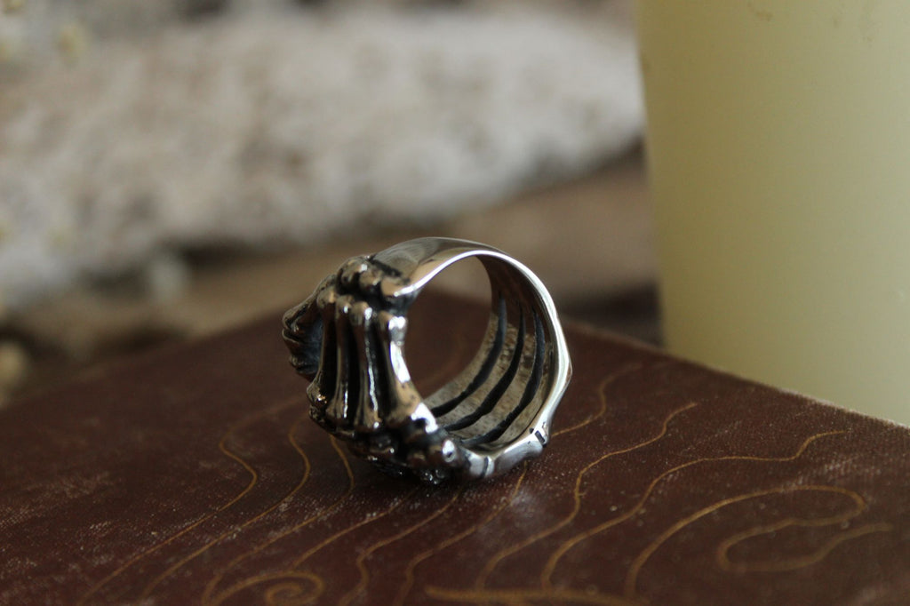 Gothic Statement Ring, Skeleton Hand and Fingers, Size approx 6.5-7