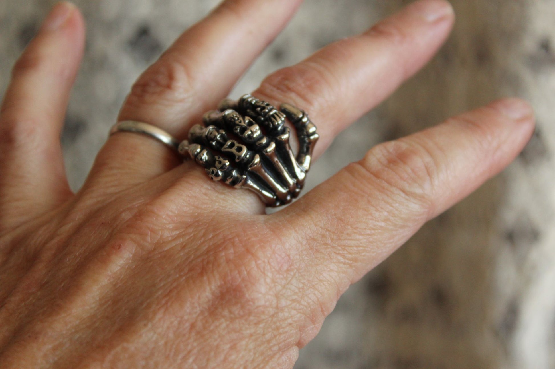 Gothic Statement Ring, Skeleton Hand and Fingers, Size approx 6.5-7