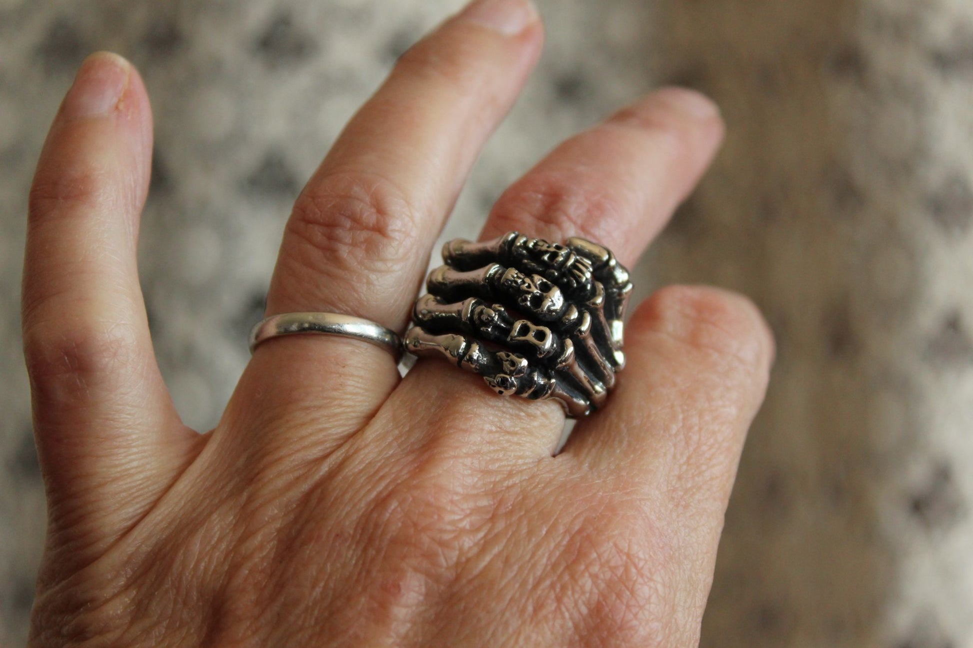 Gothic Statement Ring, Skeleton Hand and Fingers, Size approx 6.5-7