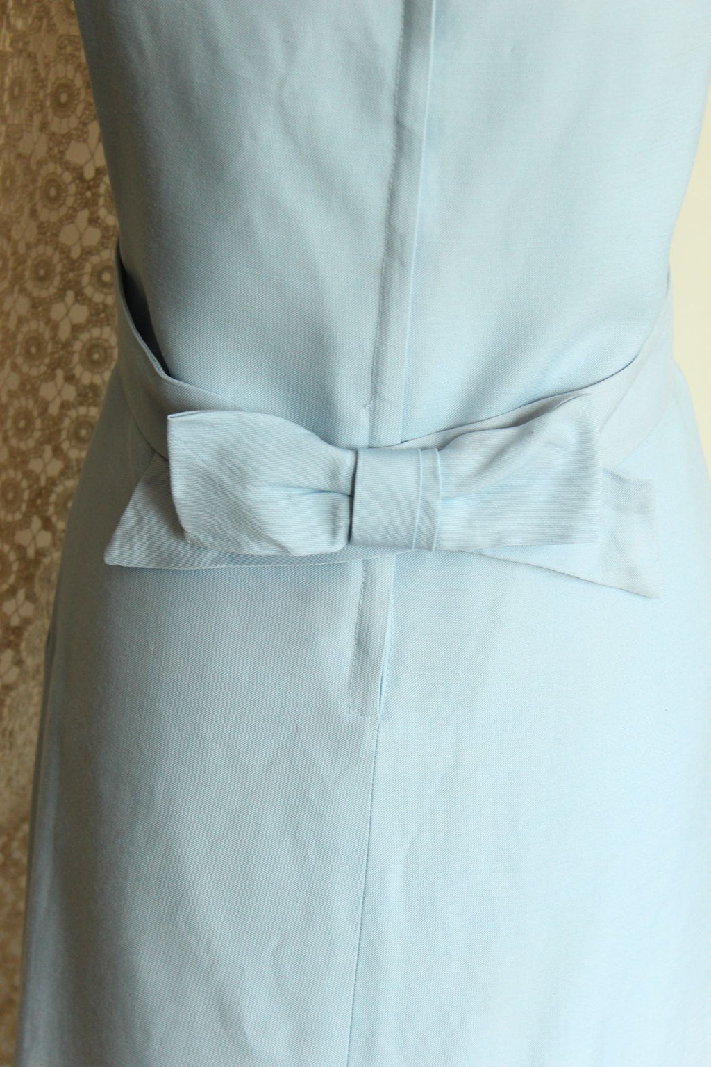 Vintage 1960s Emma Domb Pale Blue Dress with Matching Jacket and Bow Belt