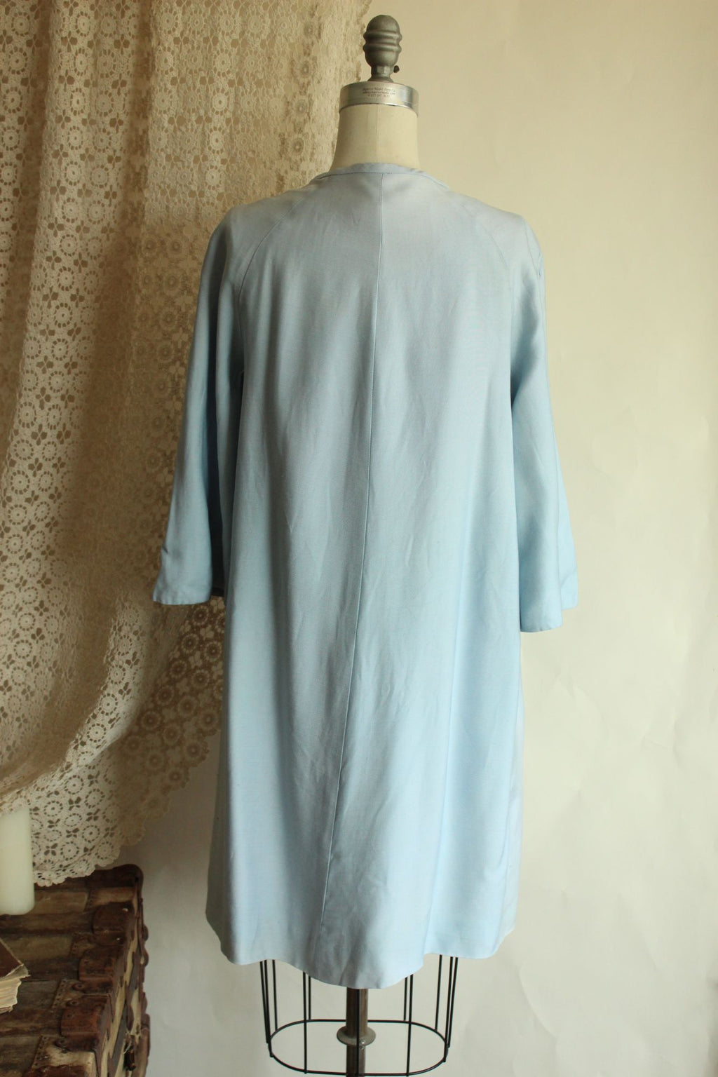 Vintage 1960s Emma Domb Pale Blue Dress with Matching Jacket and Bow Belt