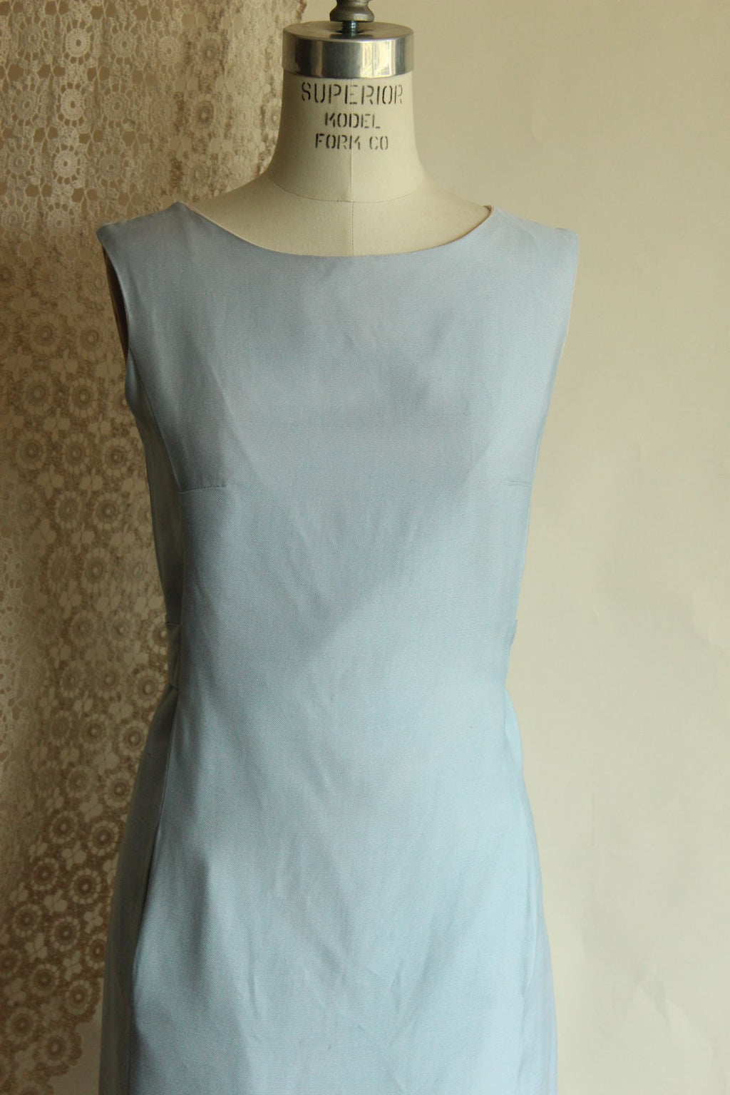 Vintage 1960s Emma Domb Pale Blue Dress with Matching Jacket and Bow Belt