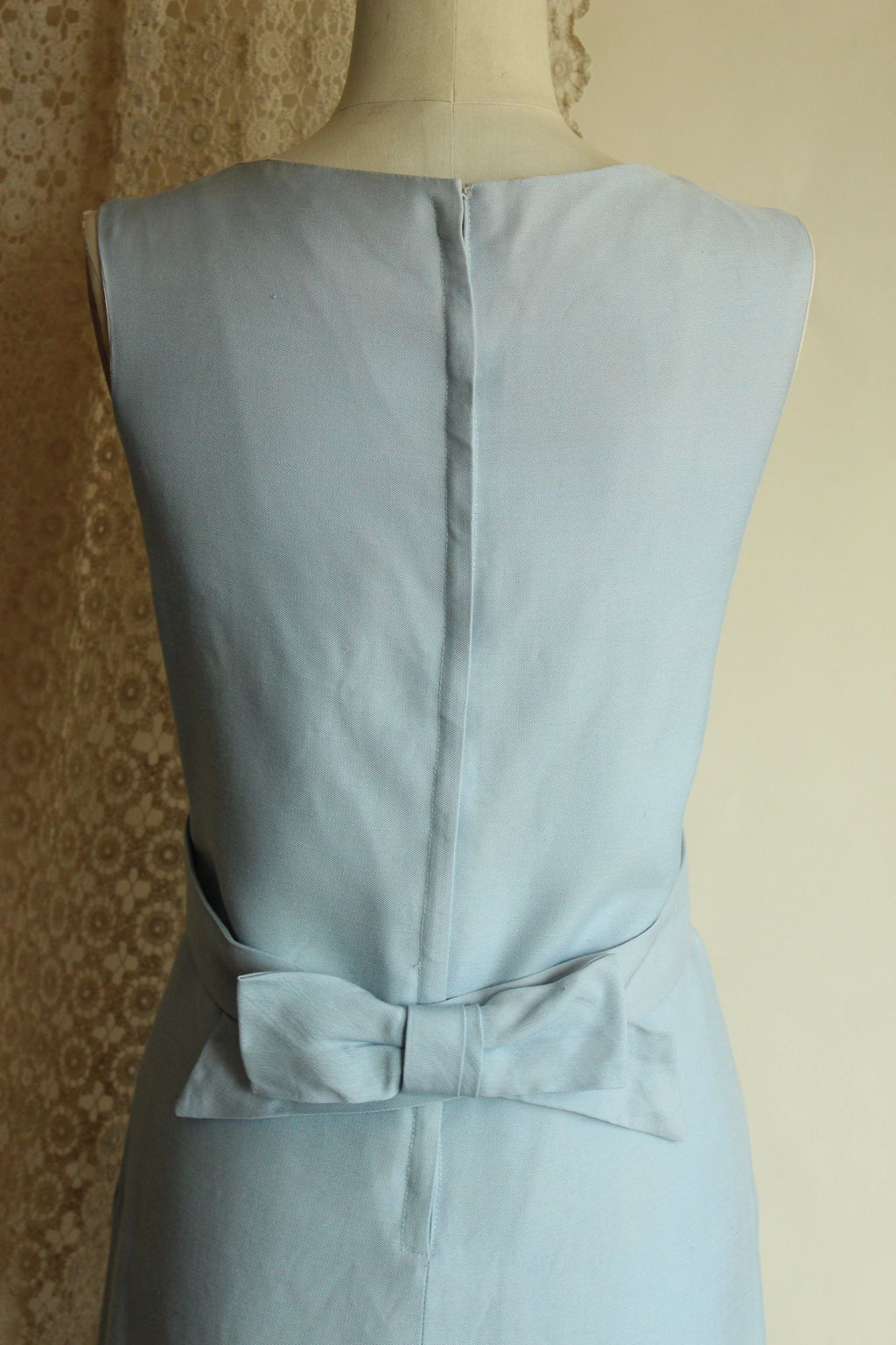 Vintage 1960s Emma Domb Pale Blue Dress with Matching Jacket and Bow Belt