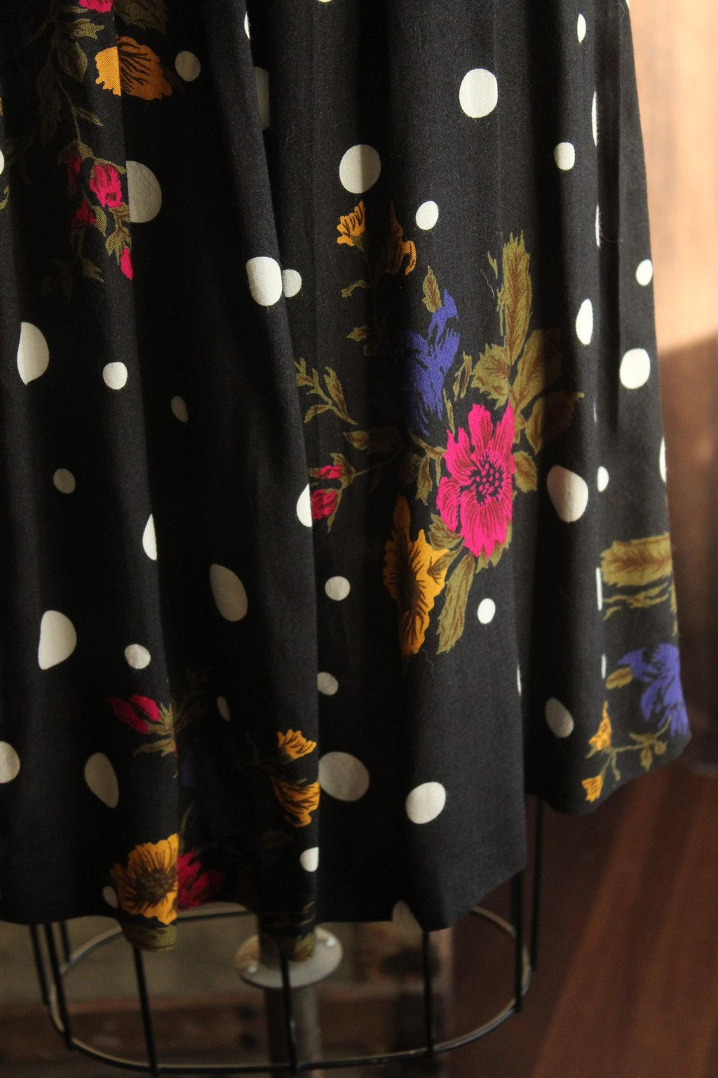 Vintage 1980s 1990s  Norton McNaughton Petites Polka Dot and Floral Skirt