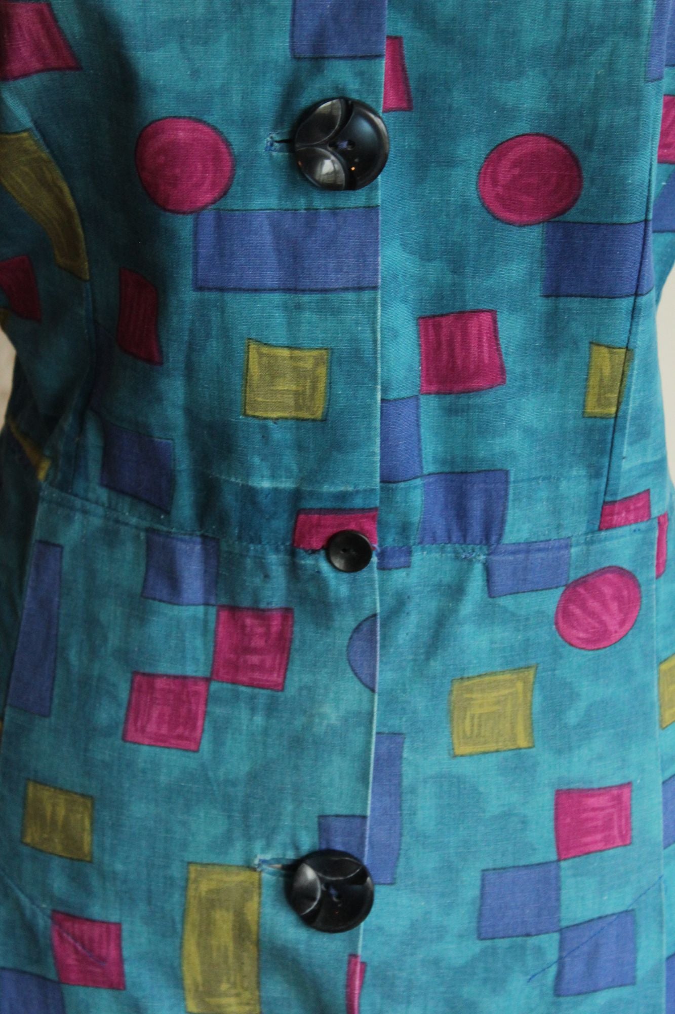 Vintage 1960s Blue Cotton Dress, Volup Size