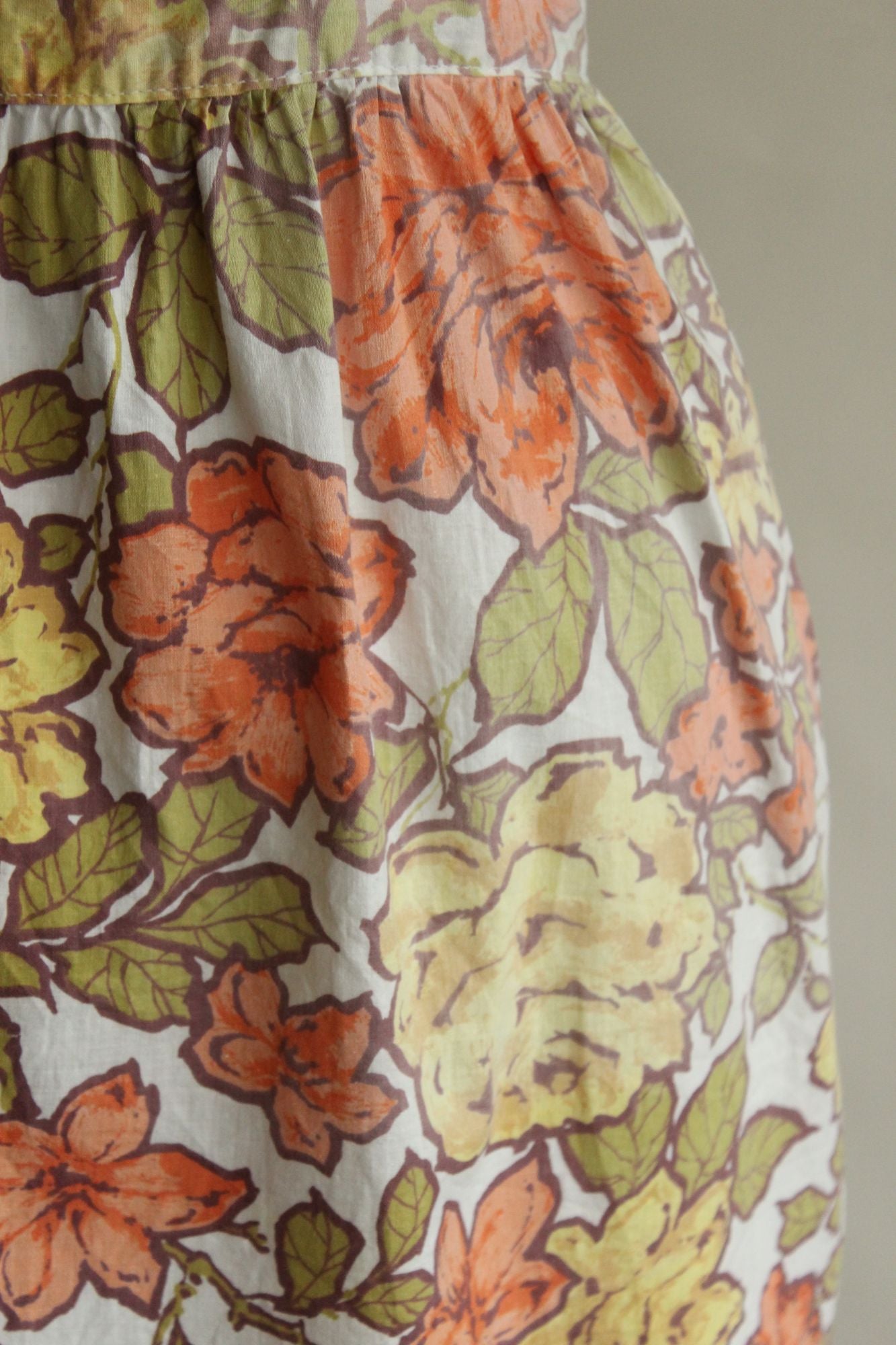 Vintage 1960s Orange and Yellow Floral Apron