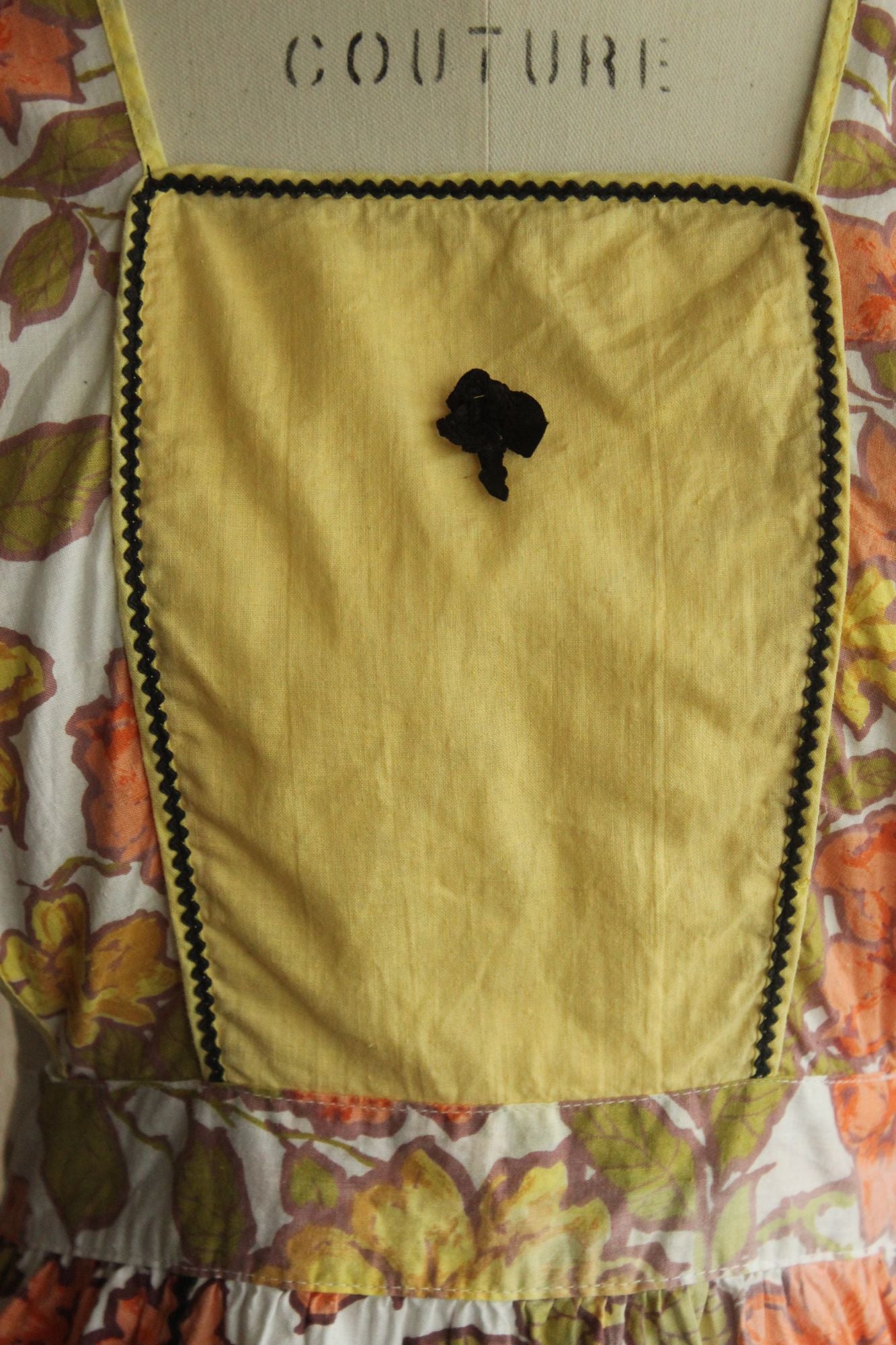 Vintage 1960s Orange and Yellow Floral Apron