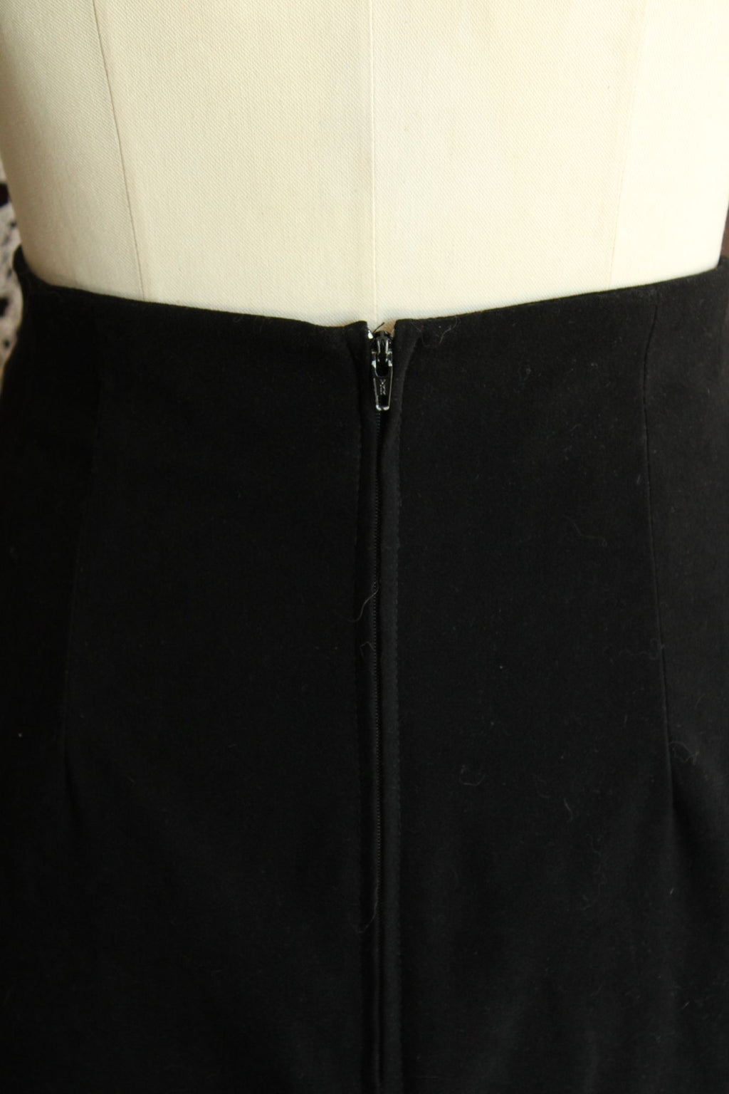 Vintage 1980s 1990s Briggs Black Faux Suede Pencil Skirt