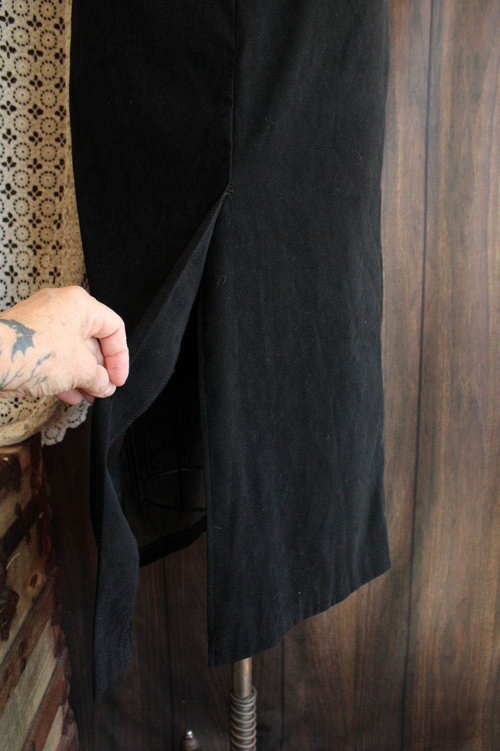 Vintage 1980s 1990s Briggs Black Faux Suede Pencil Skirt