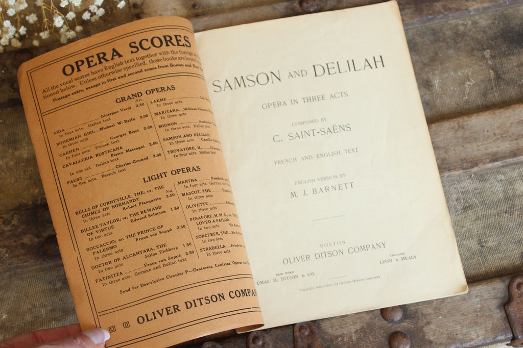Vintage 1930s Music Booklet, Grand Opera Librettos, "Samson And Delilah"