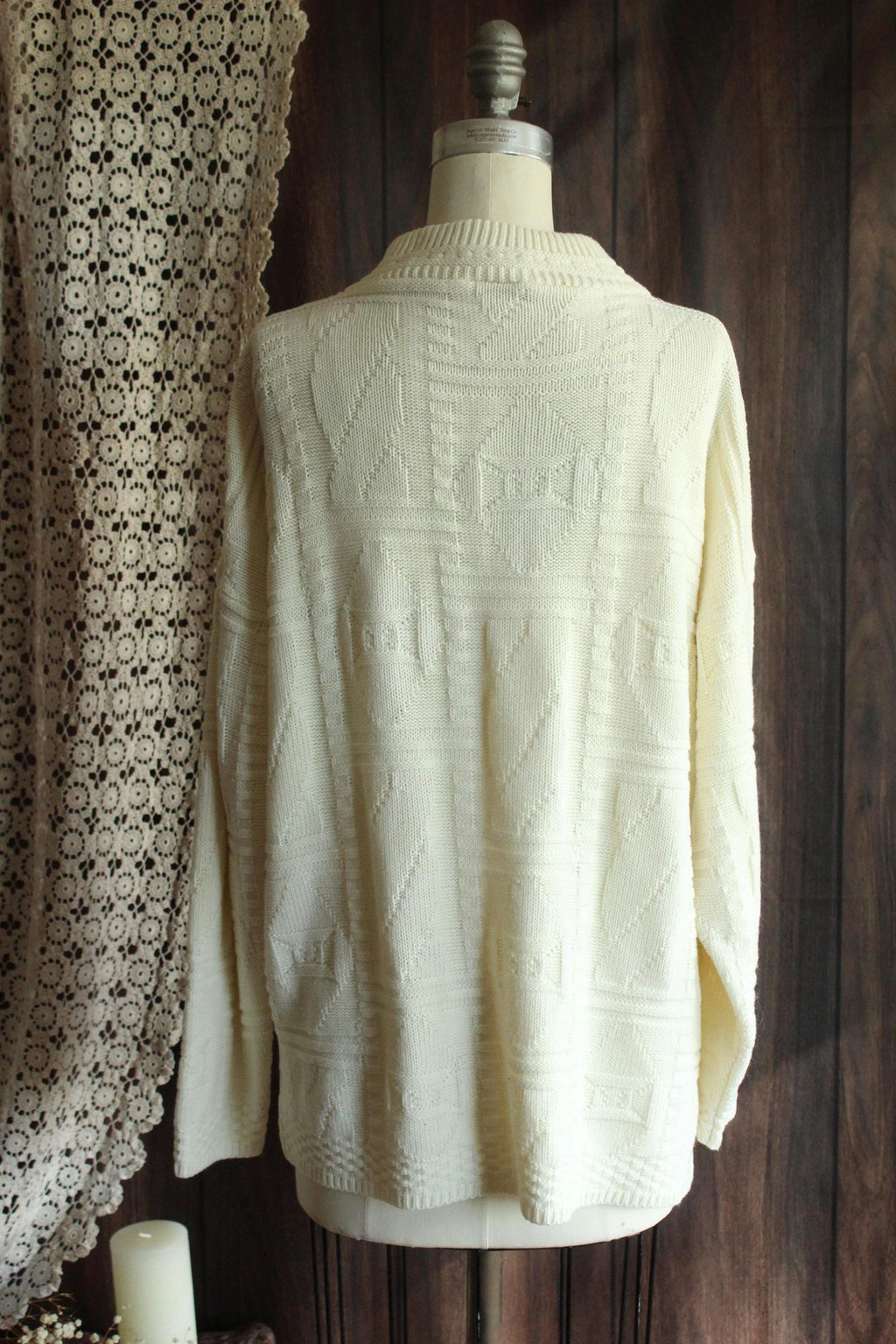 Vintage 1980s 1990s Unisex Volup White Mock Turtleneck Sweater