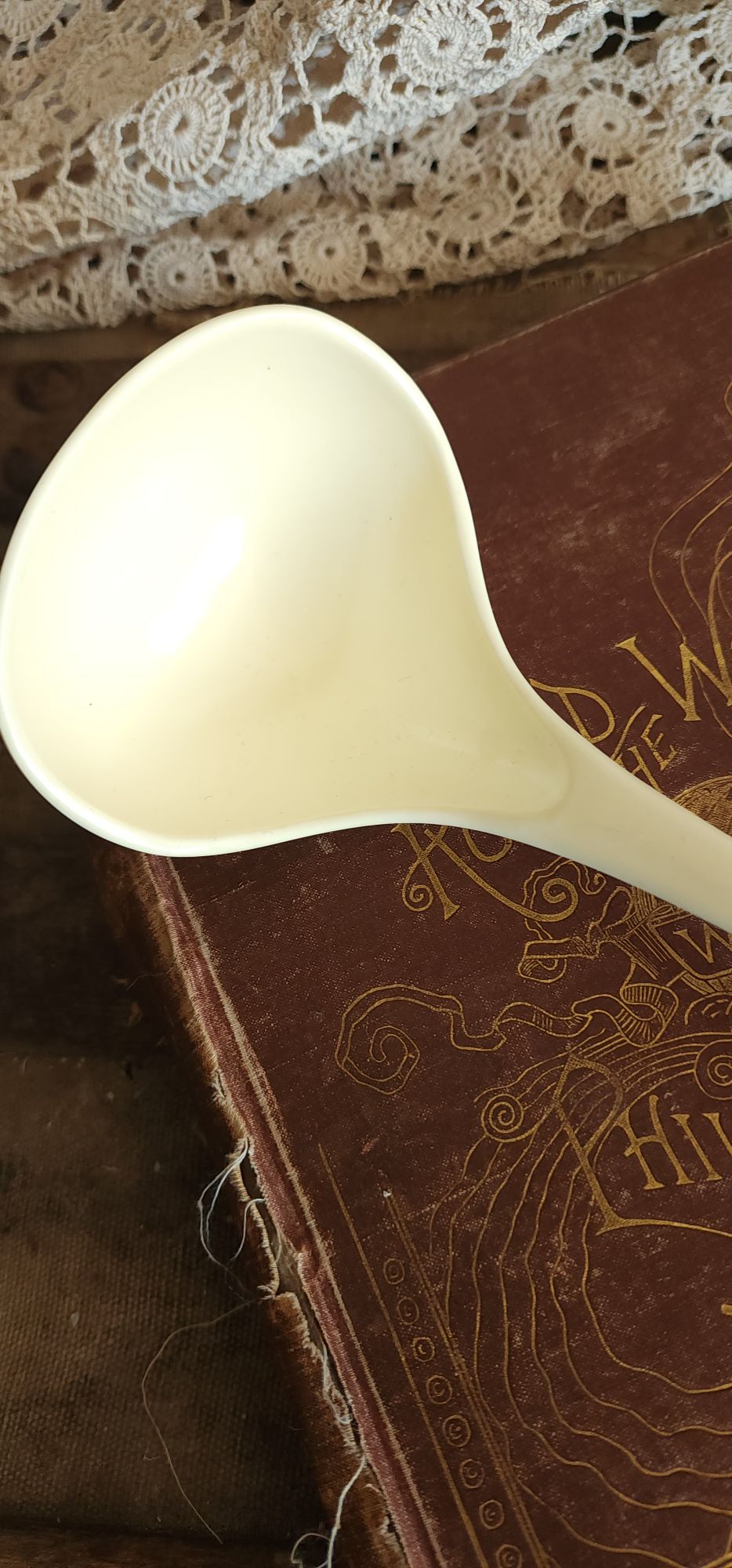 Vintage 1970s Large Cream Melamine Ware Ladle Serving Spoon