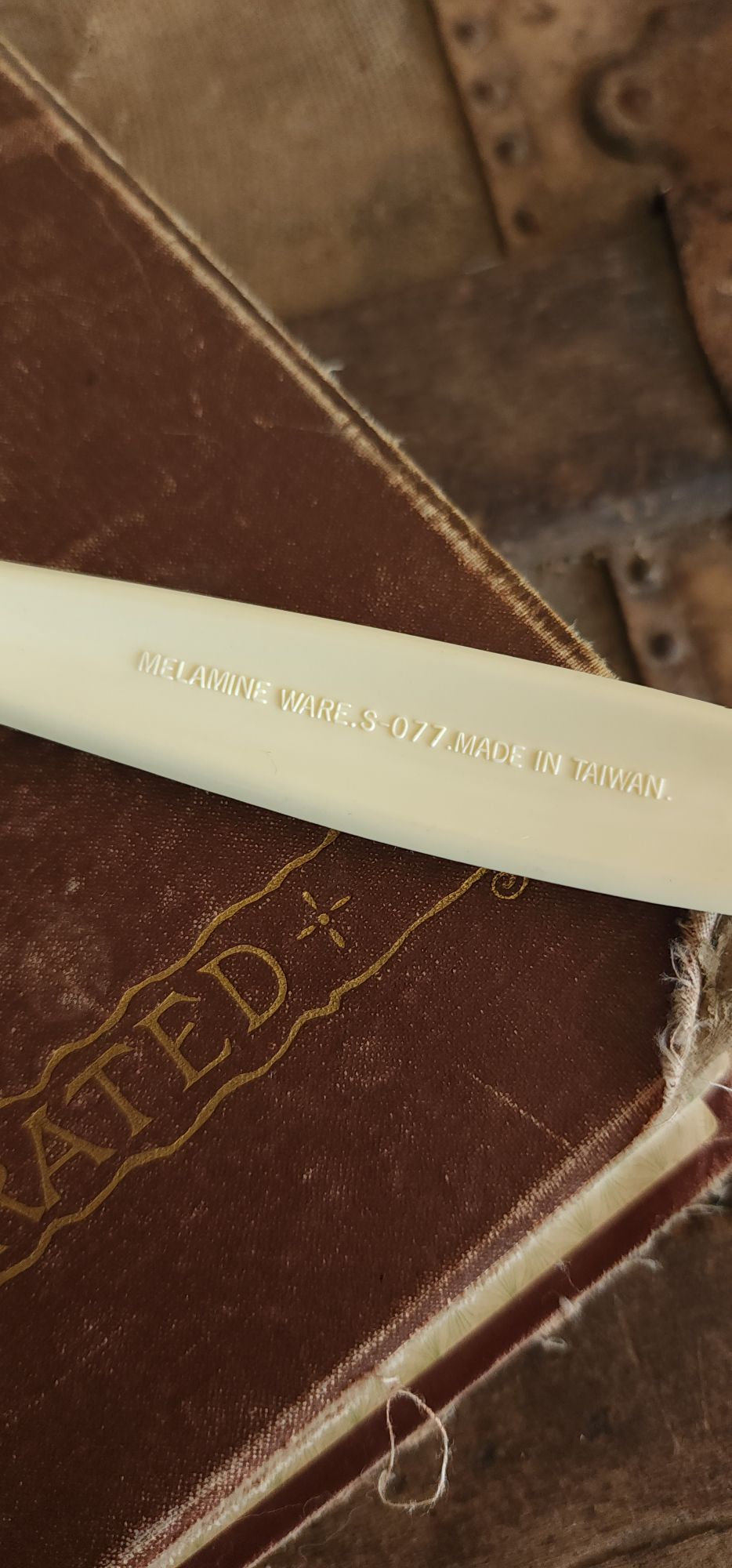 Vintage 1970s Large Cream Melamine Ware Ladle Serving Spoon