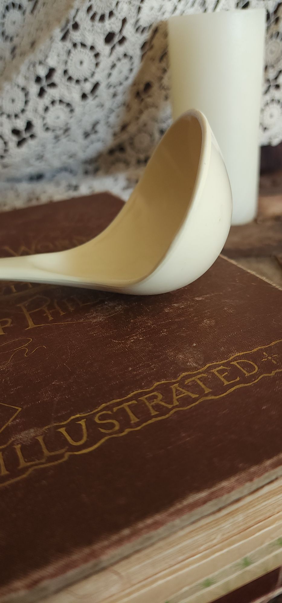 Vintage 1970s Large Cream Melamine Ware Ladle Serving Spoon