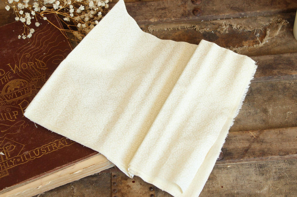 Vintage Fabric Fat Quarter, Yellow and Cream Calico 19x22"