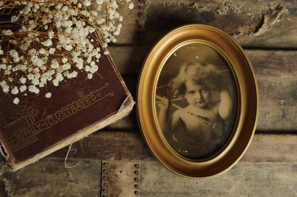 Vintage 1900s Framed Print, Cupid Awake, MB Parkinson, Pictorialism Photograph