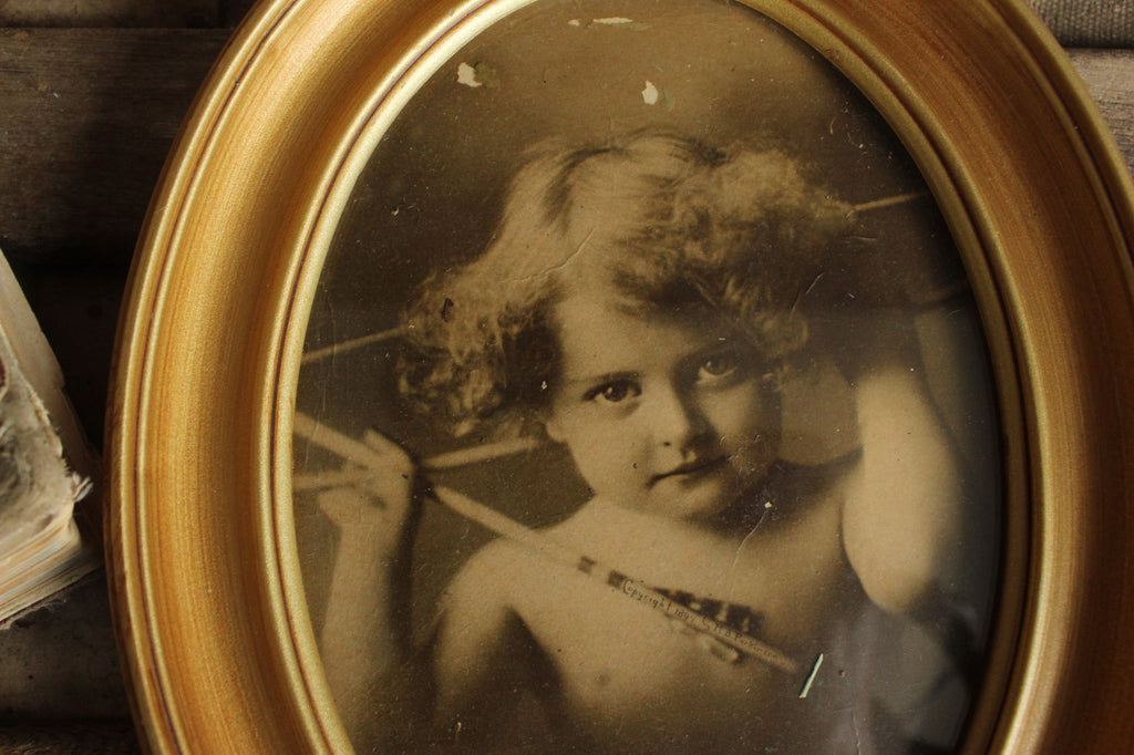 Vintage 1900s Framed Print, Cupid Awake, MB Parkinson, Pictorialism Photograph