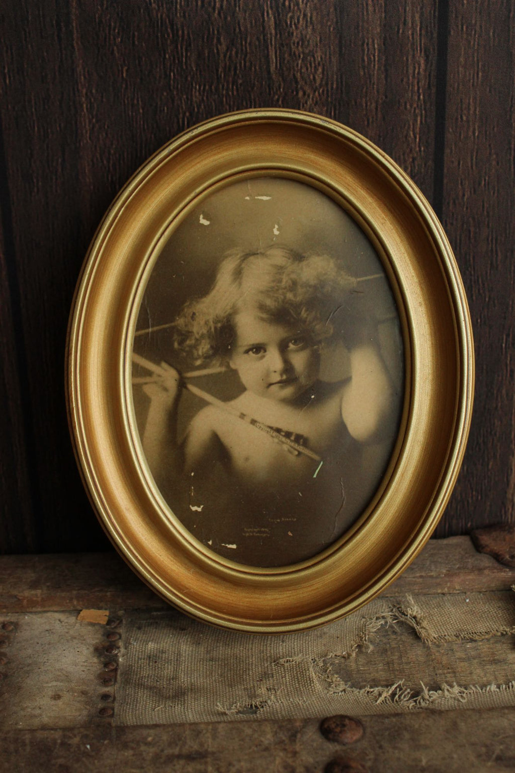 Vintage 1900s Framed Print, Cupid Awake, MB Parkinson, Pictorialism Photograph