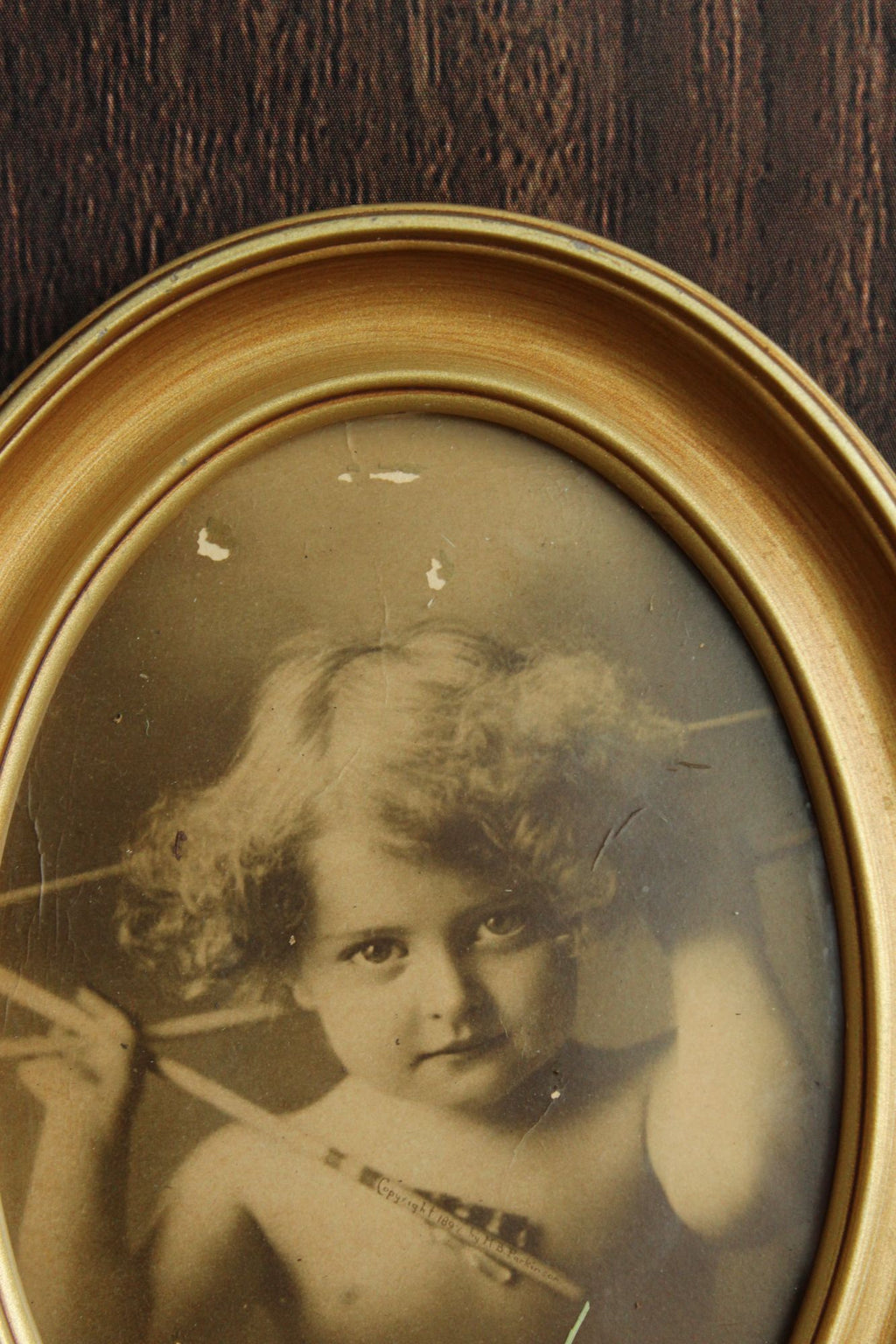 Vintage 1900s Framed Print, Cupid Awake, MB Parkinson, Pictorialism Photograph