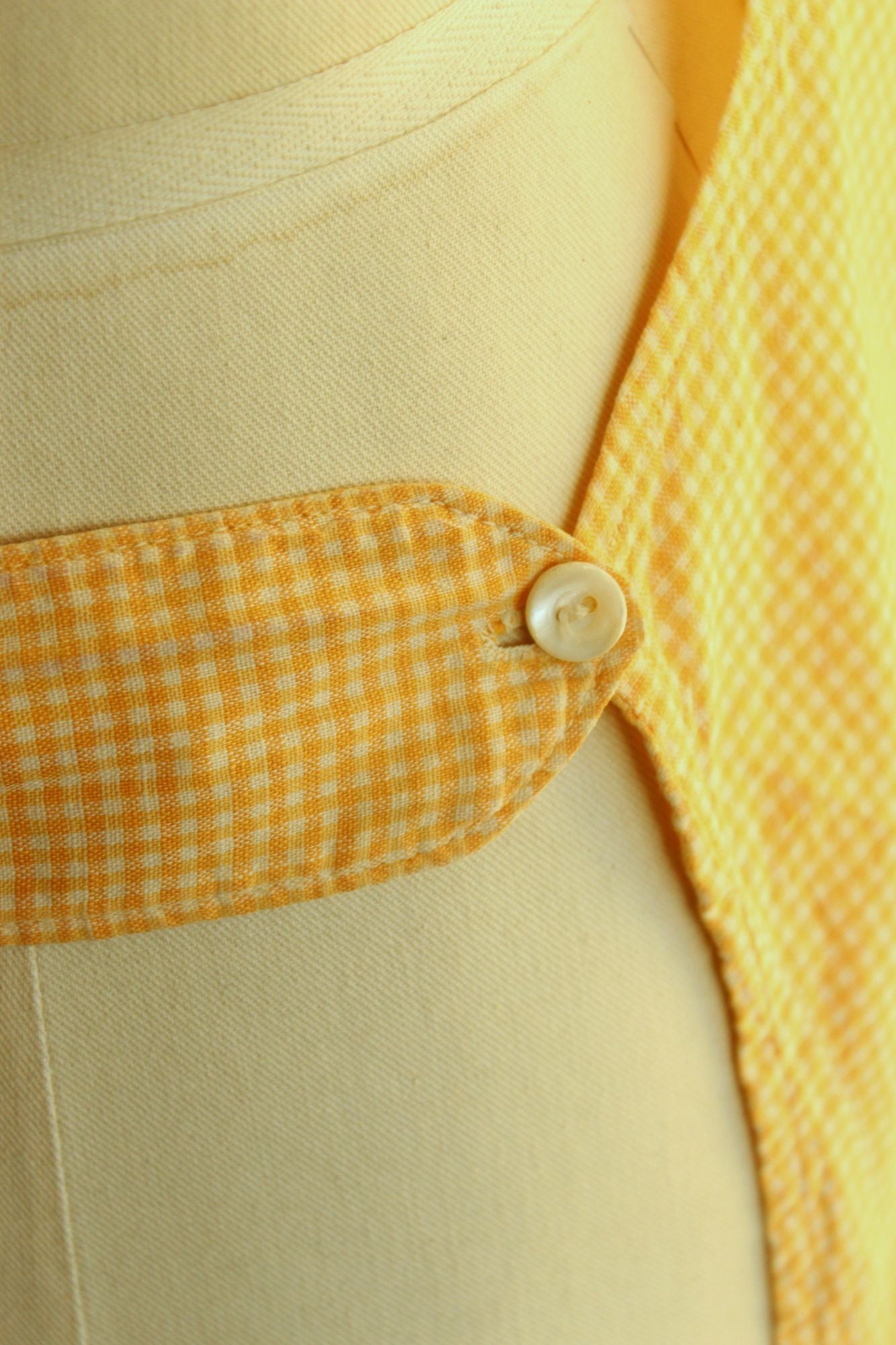 Vintage 1960s Orange Gingham Pinafore Apron With Pocket