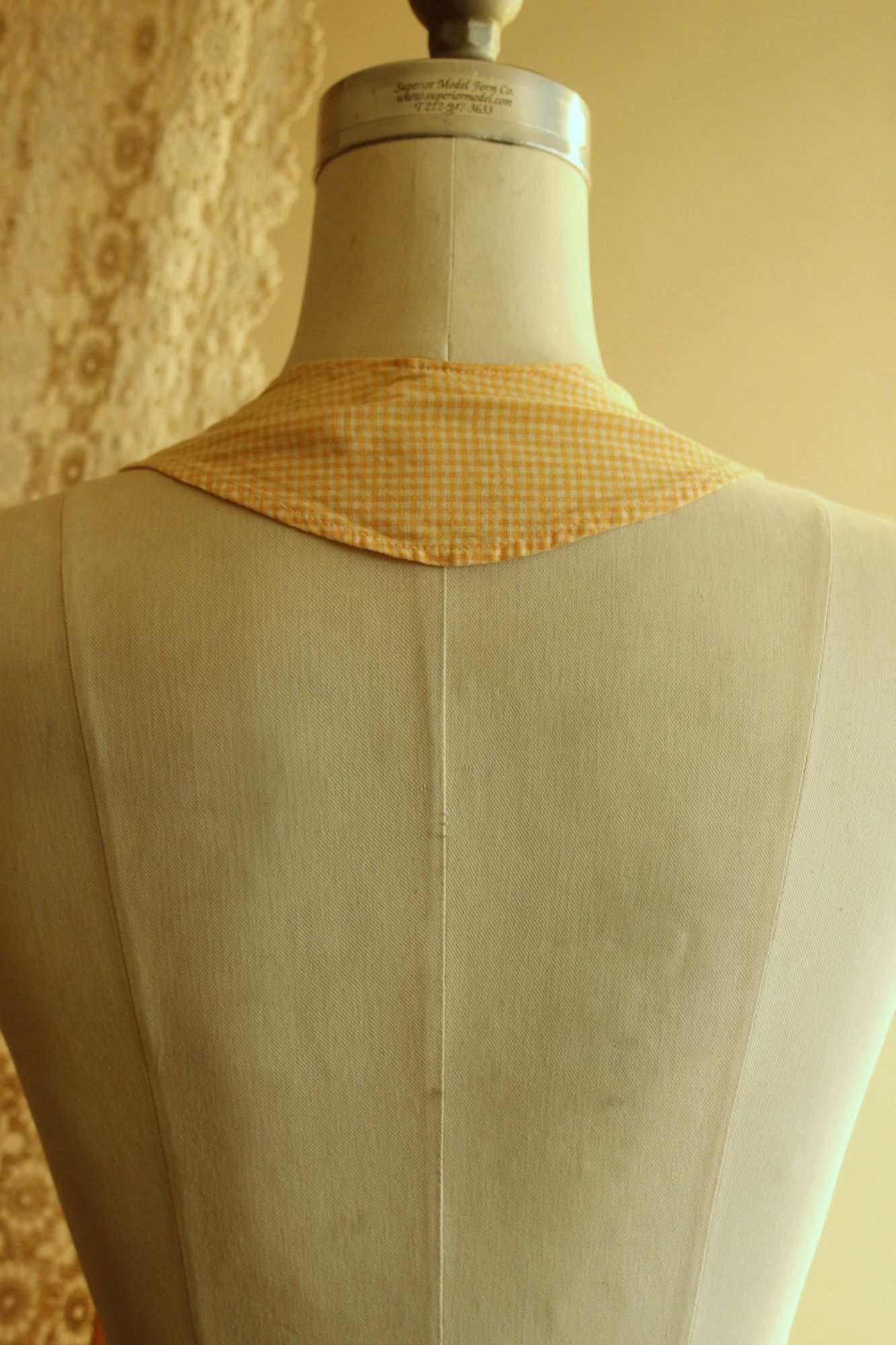 Vintage 1960s Orange Gingham Pinafore Apron With Pocket