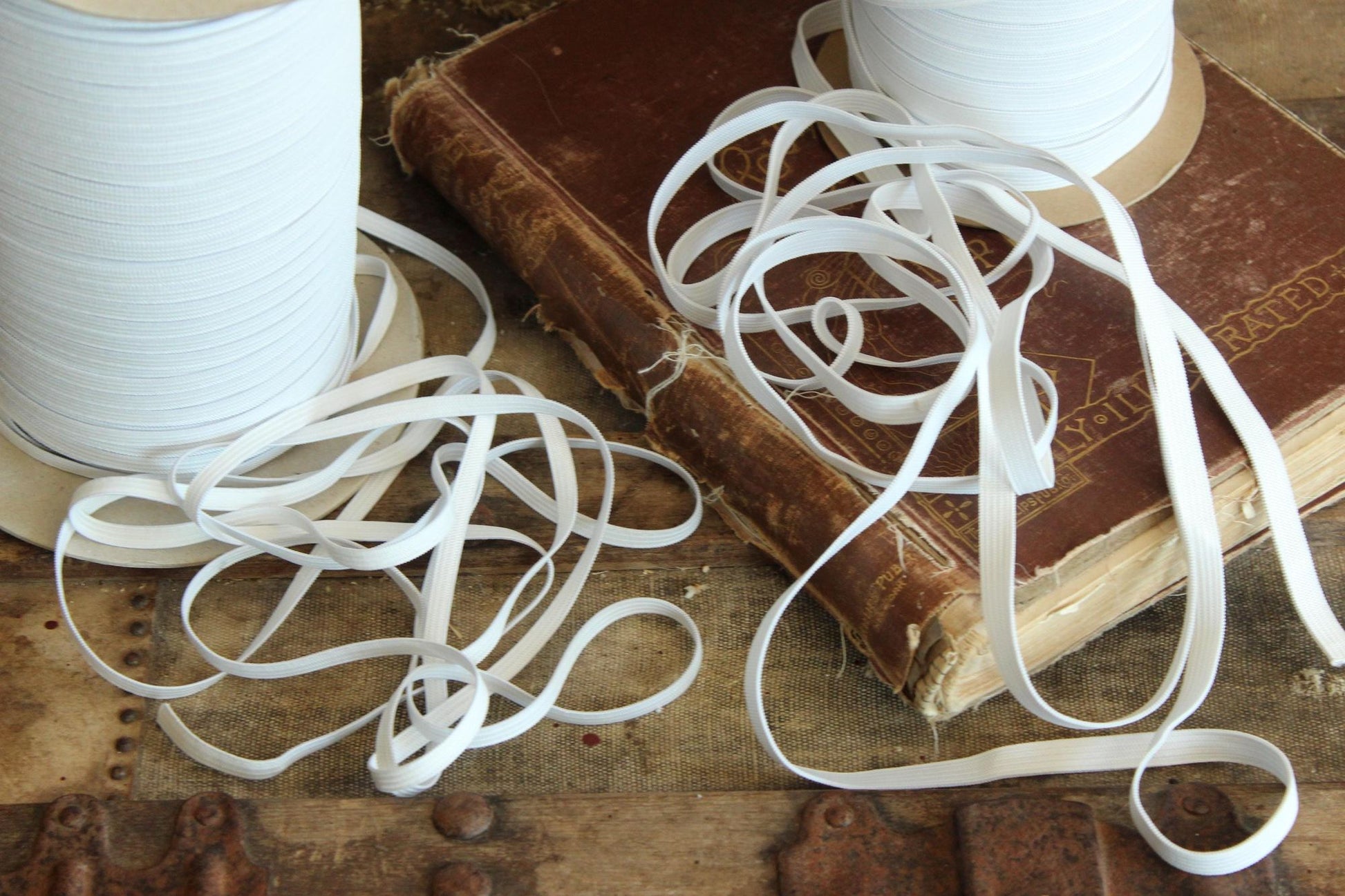 USA Made Elastic: White or Black, 1/4" or 3/8", 5 Yards