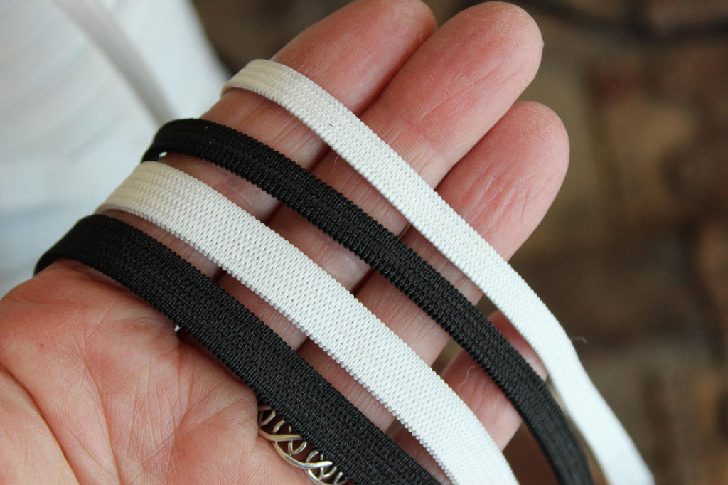 USA Made Elastic: White or Black, 1/4" or 3/8", 5 Yards